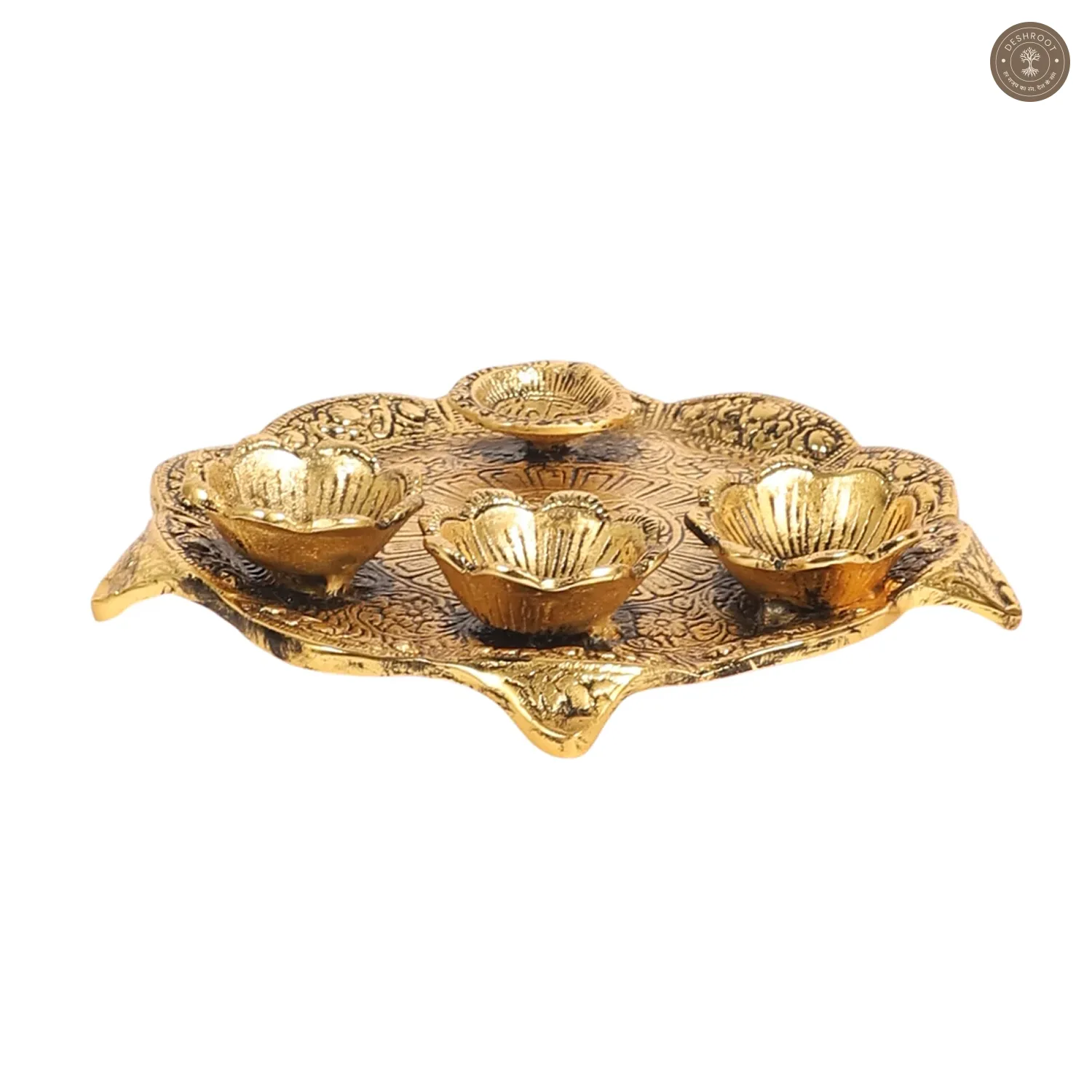 Gold & Black ALuminum Pooja Thali