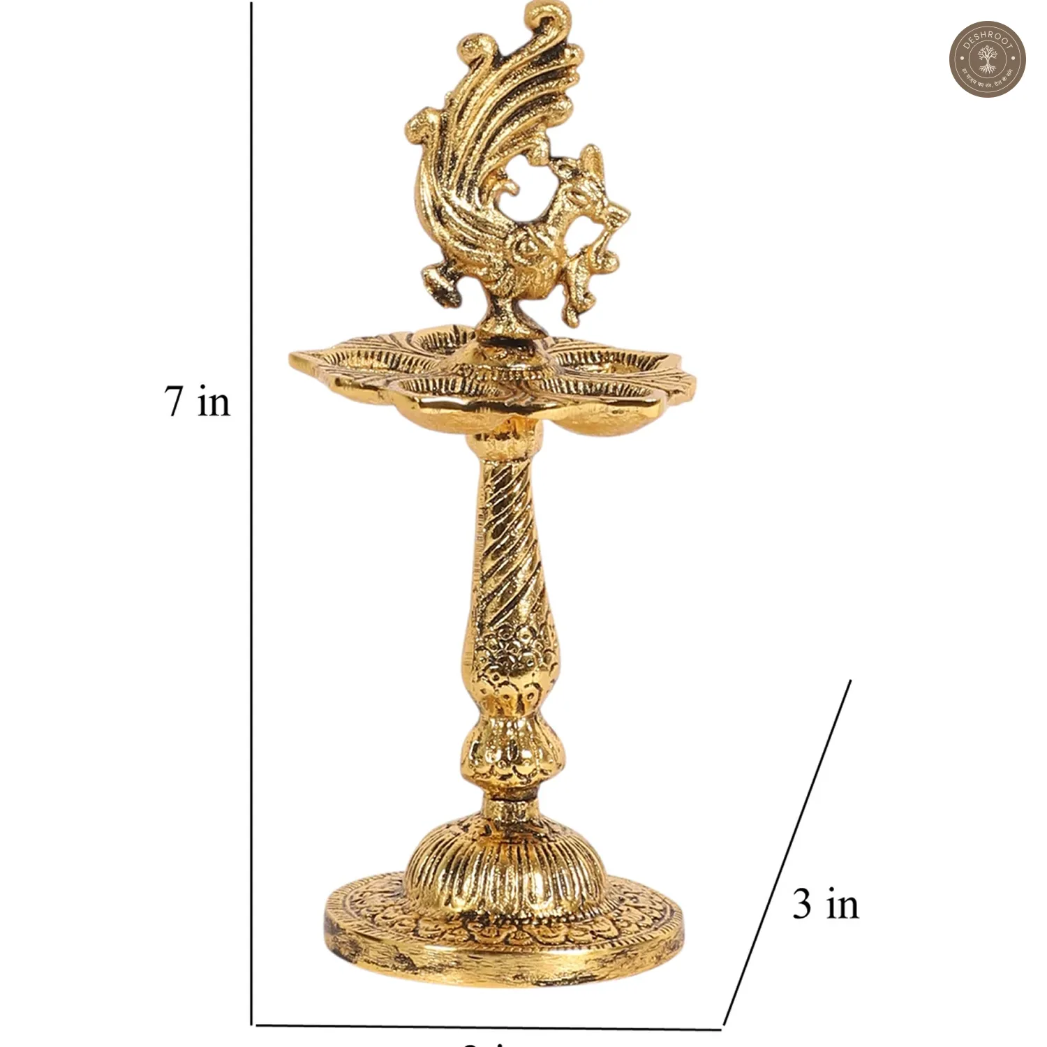 Gold Peacock Akhand Jyot Dia