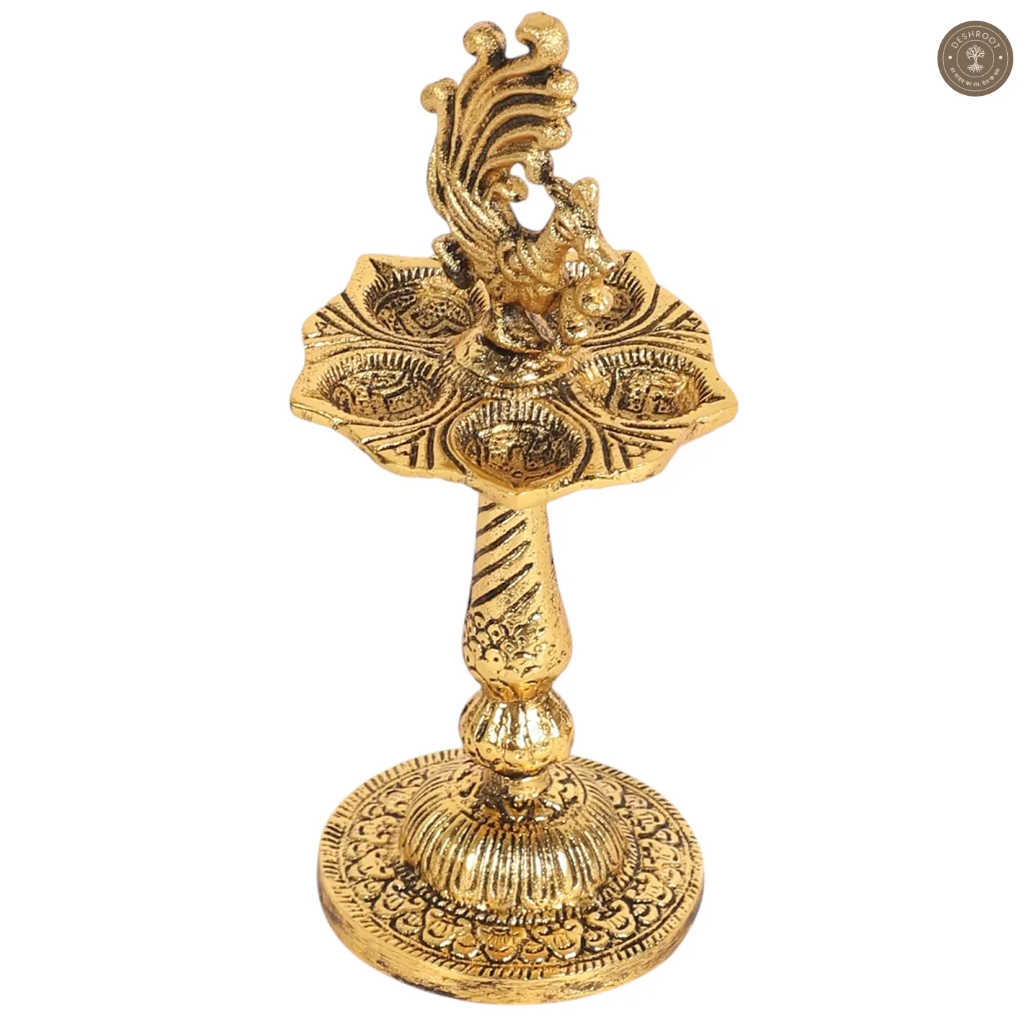 Gold Peacock Akhand Jyot Dia
