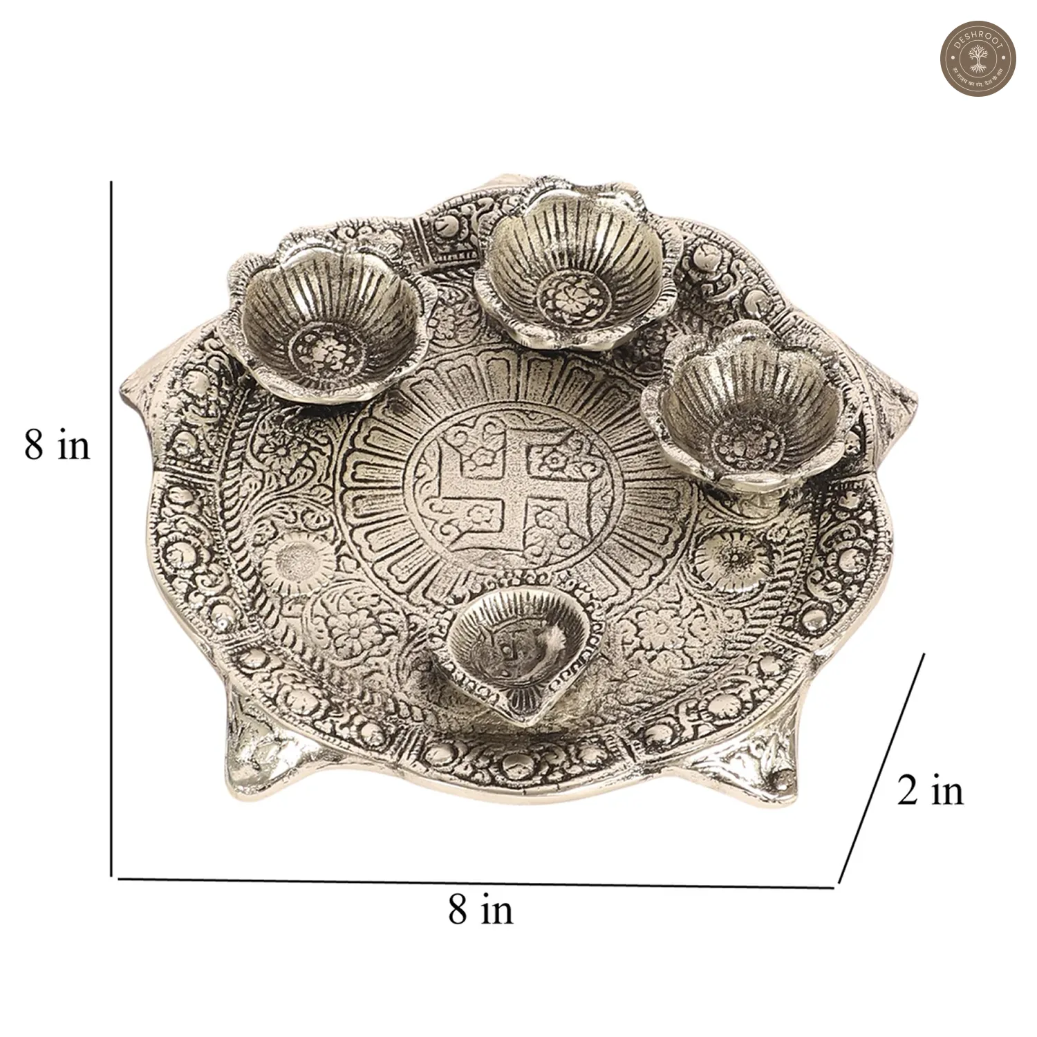 Silver Aluminum Pooja Thali