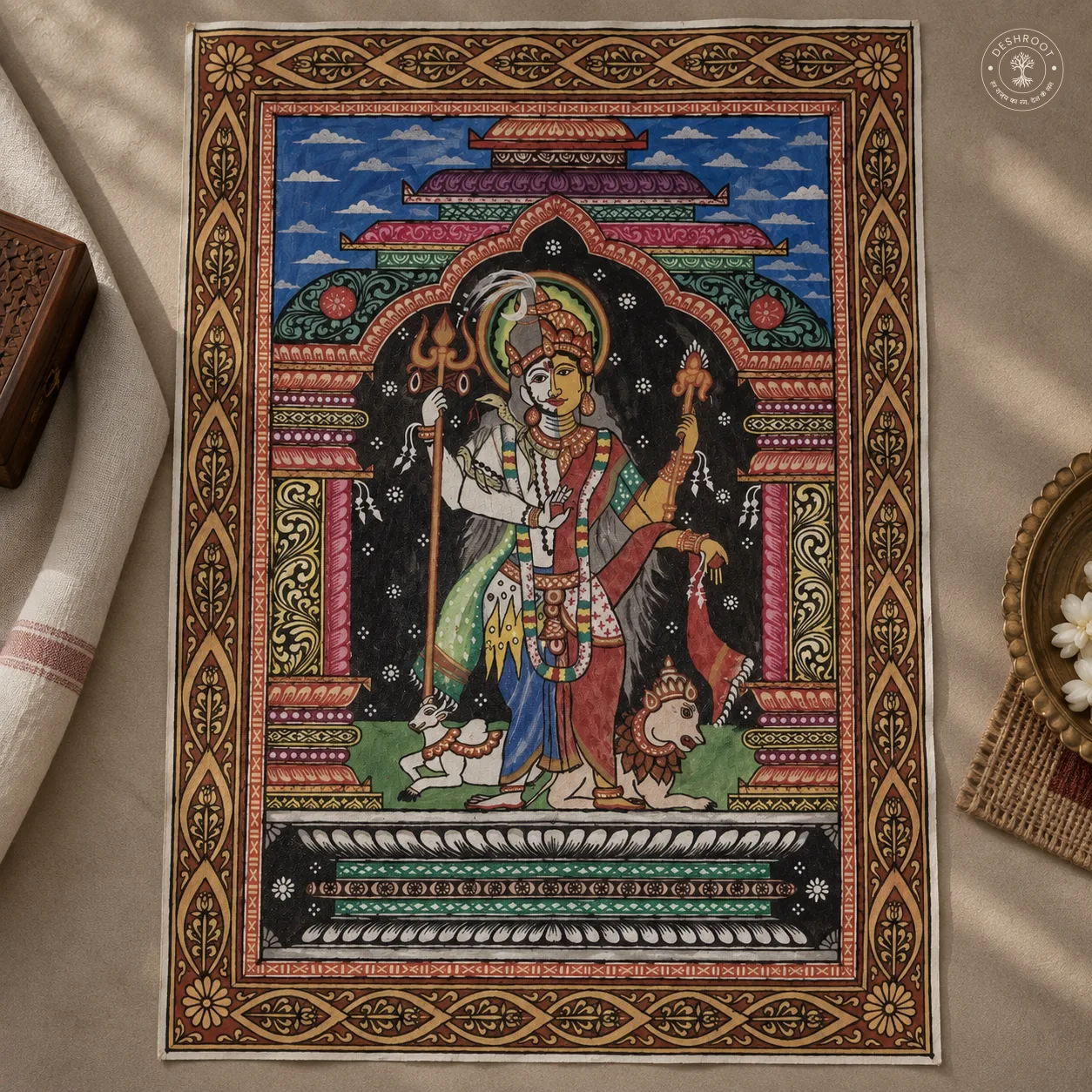 Ardhanarishwar Pattachitra Painting – Handmade Traditional Indian Art