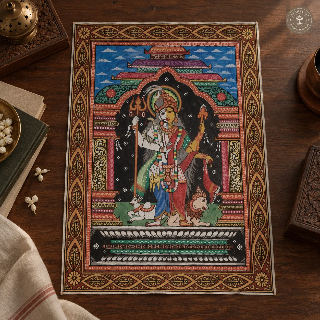 Ardhanarishwar Pattachitra Painting – Handmade Traditional Indian Art