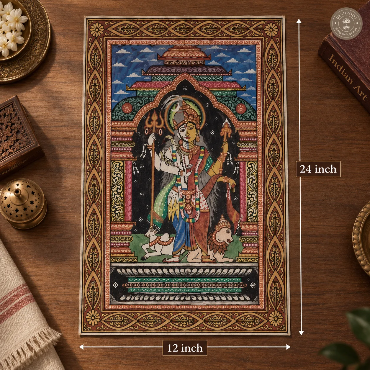 Ardhanarishwar Pattachitra Painting – Handmade Traditional Indian Art