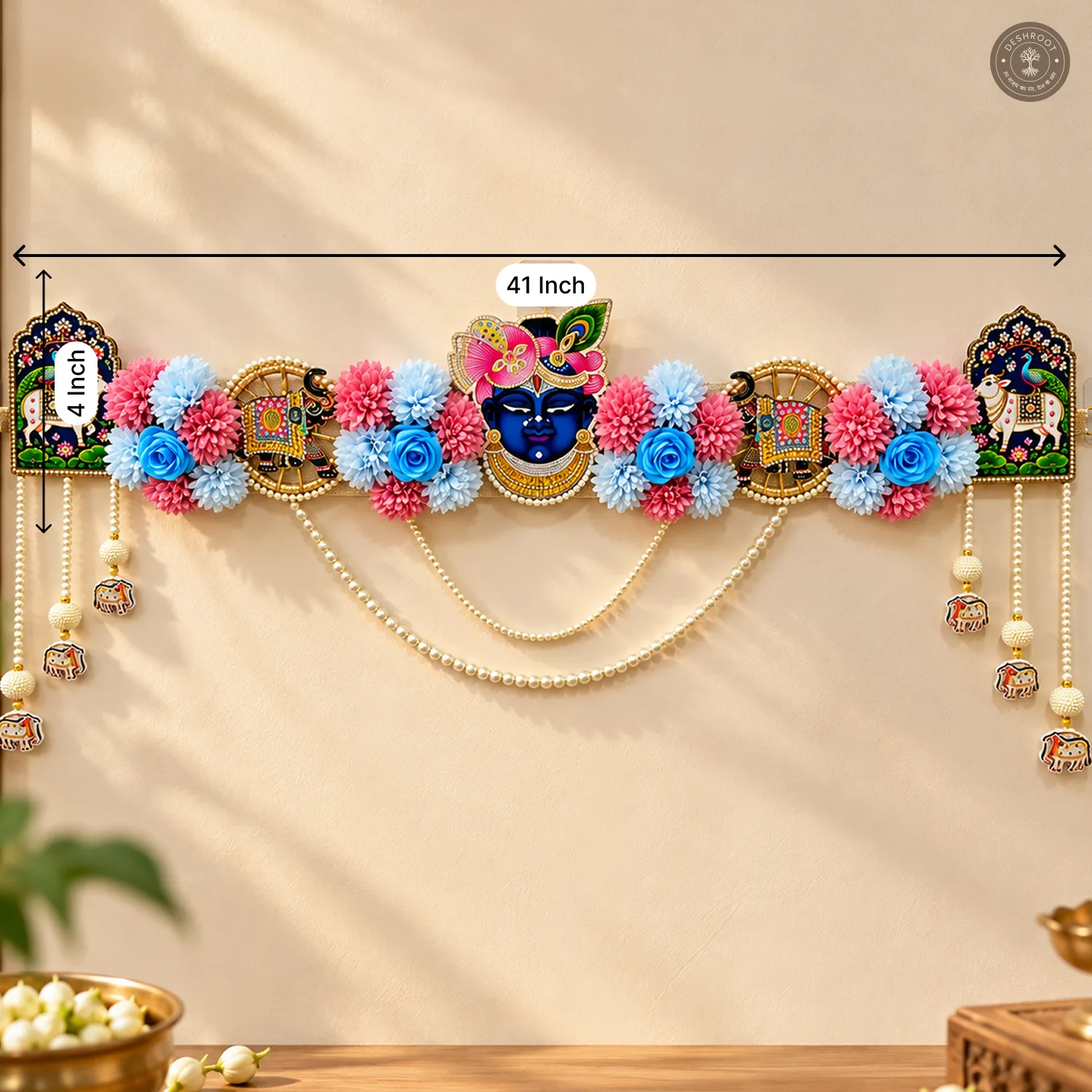 Shreenath Ji Floral Pearl Bandhanwar