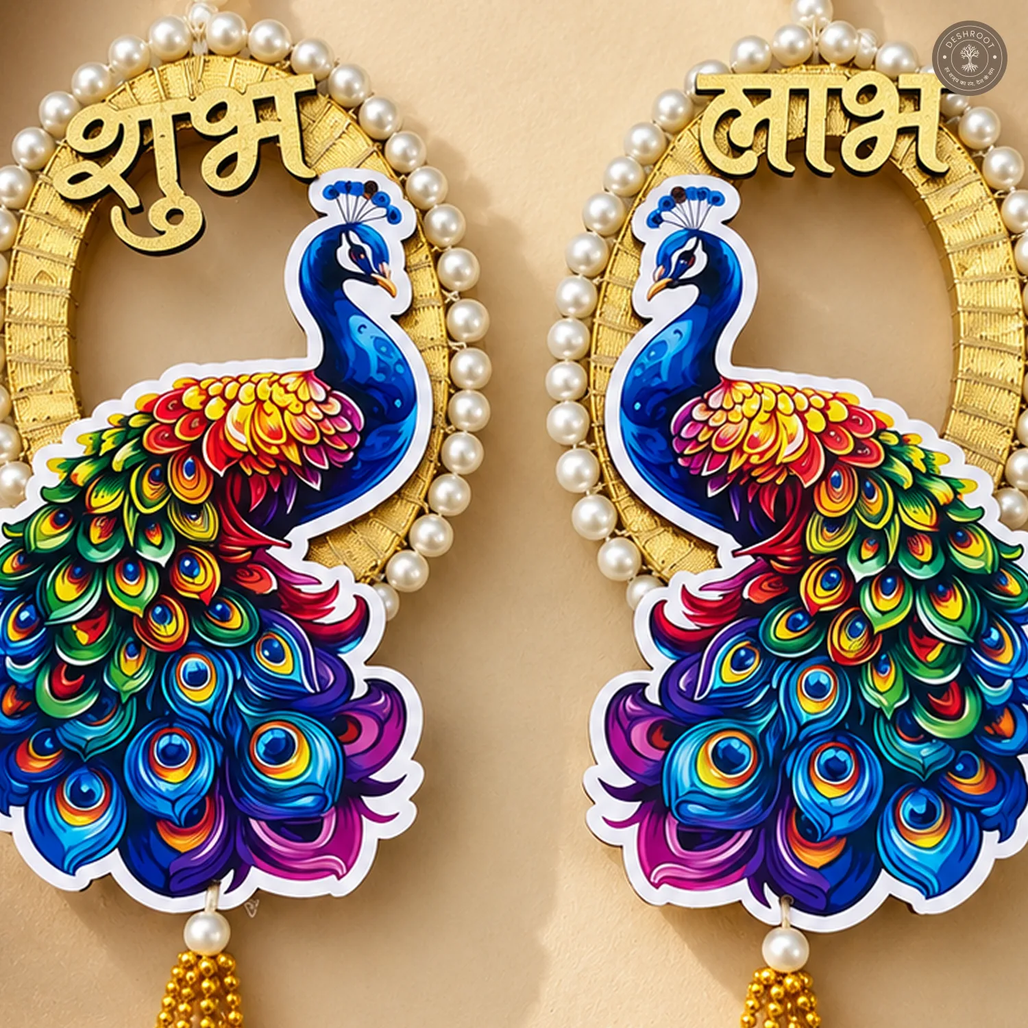 Peacock Shubh Labh Wall Hanging