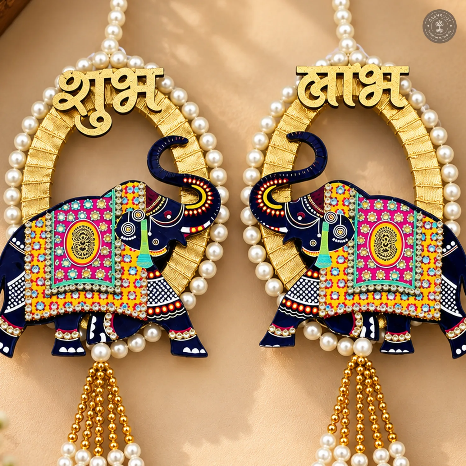 Elephant Shubh Labh Wall Hanging