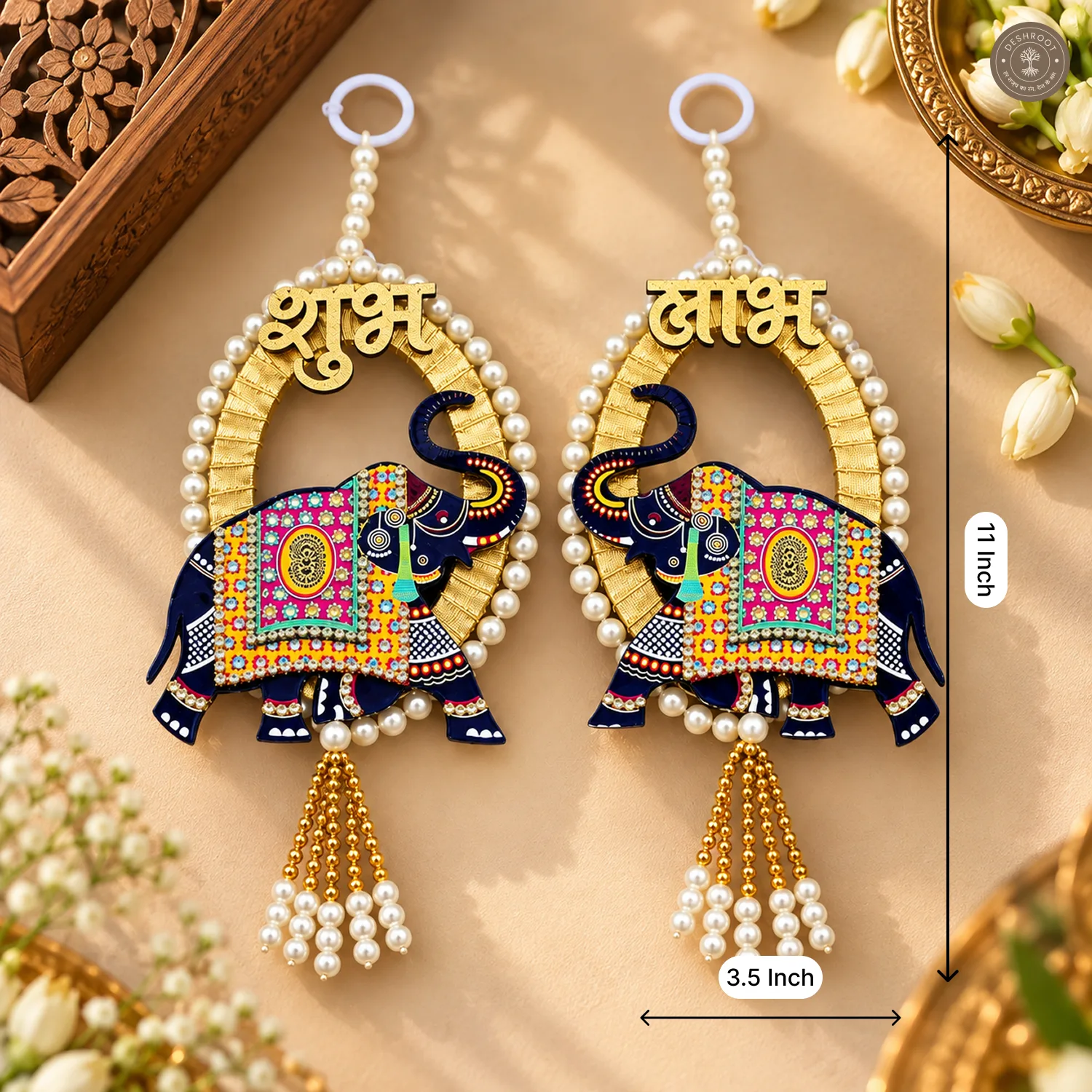 Elephant Shubh Labh Wall Hanging