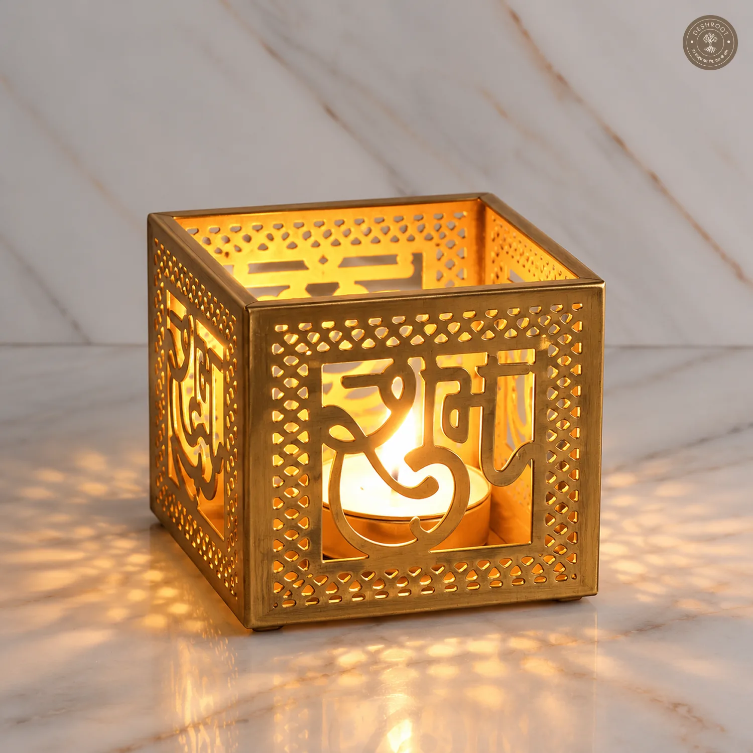 Laxmi Ganesh Etching Votive Set of 4