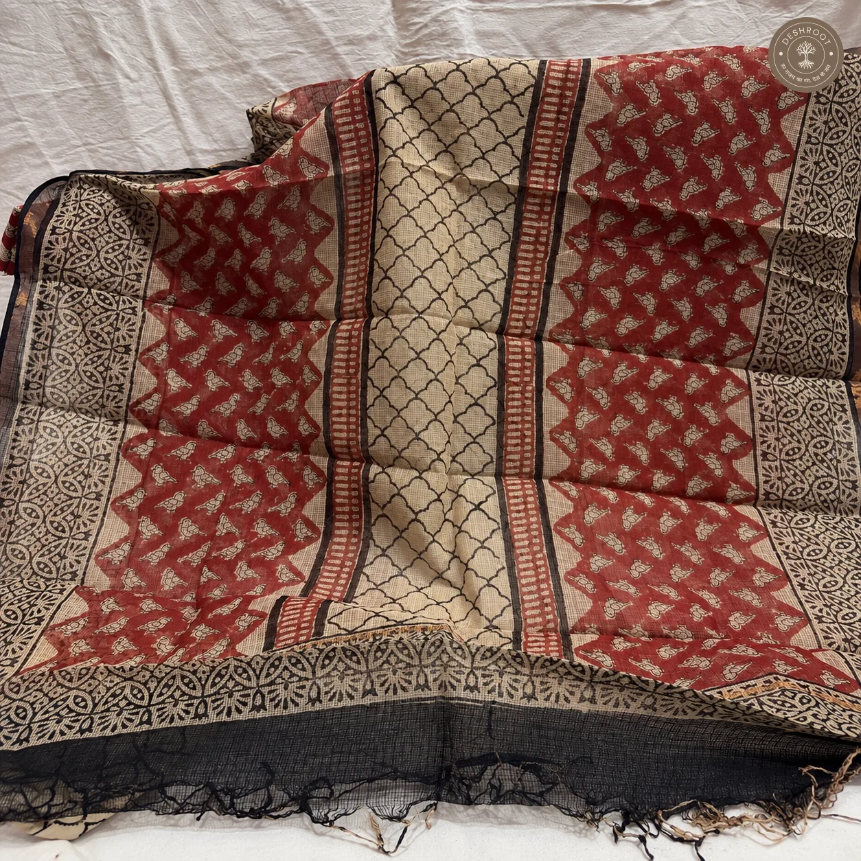 Bagru Hand Block Printed Cotton Suit with Kota Doriya Dupatta | Unstitched 3 Piece Dress Material for Women