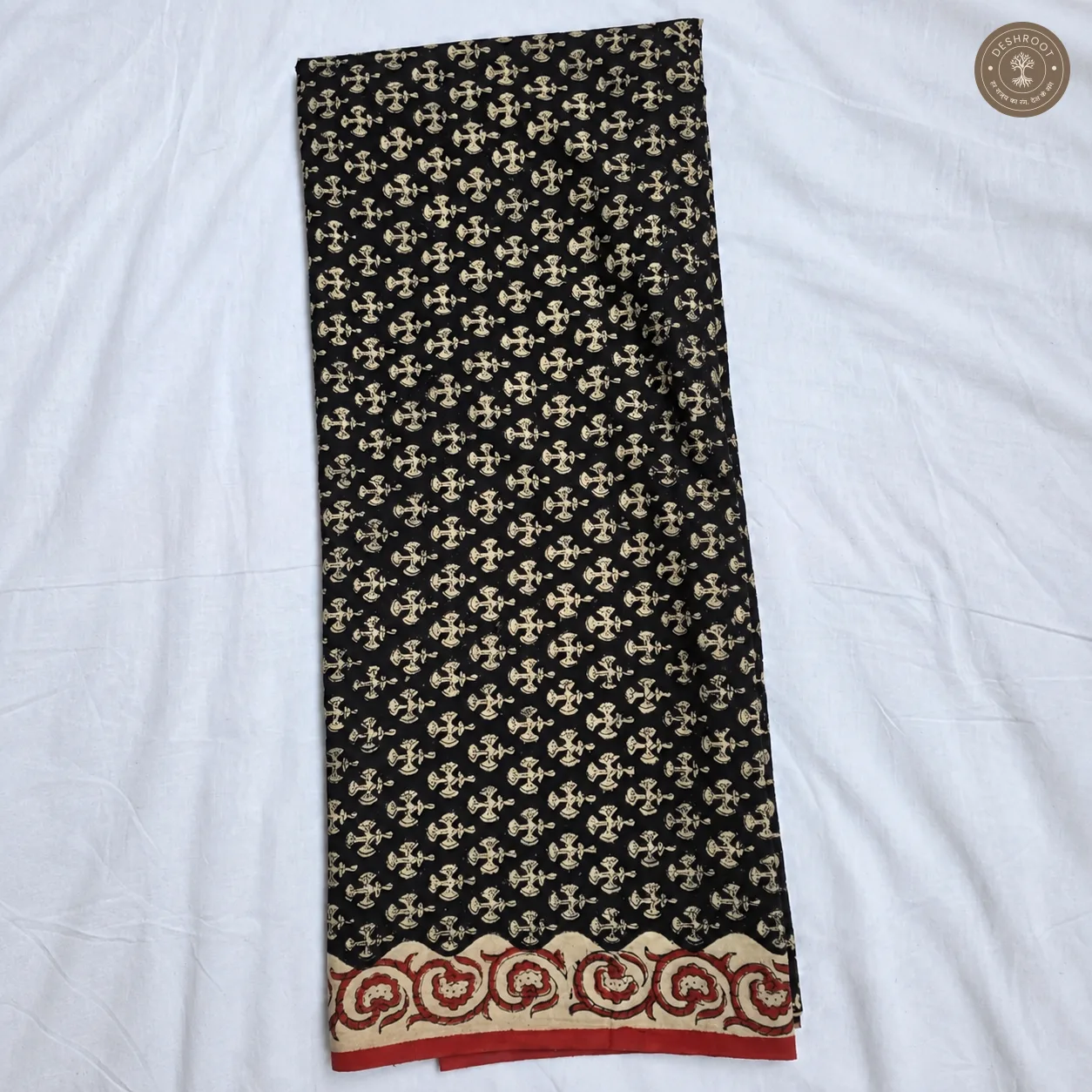 Bagru Hand Block Printed Cotton Suit Set with Chiffon Dupatta | Unstitched 3 Piece Dress Material for Women