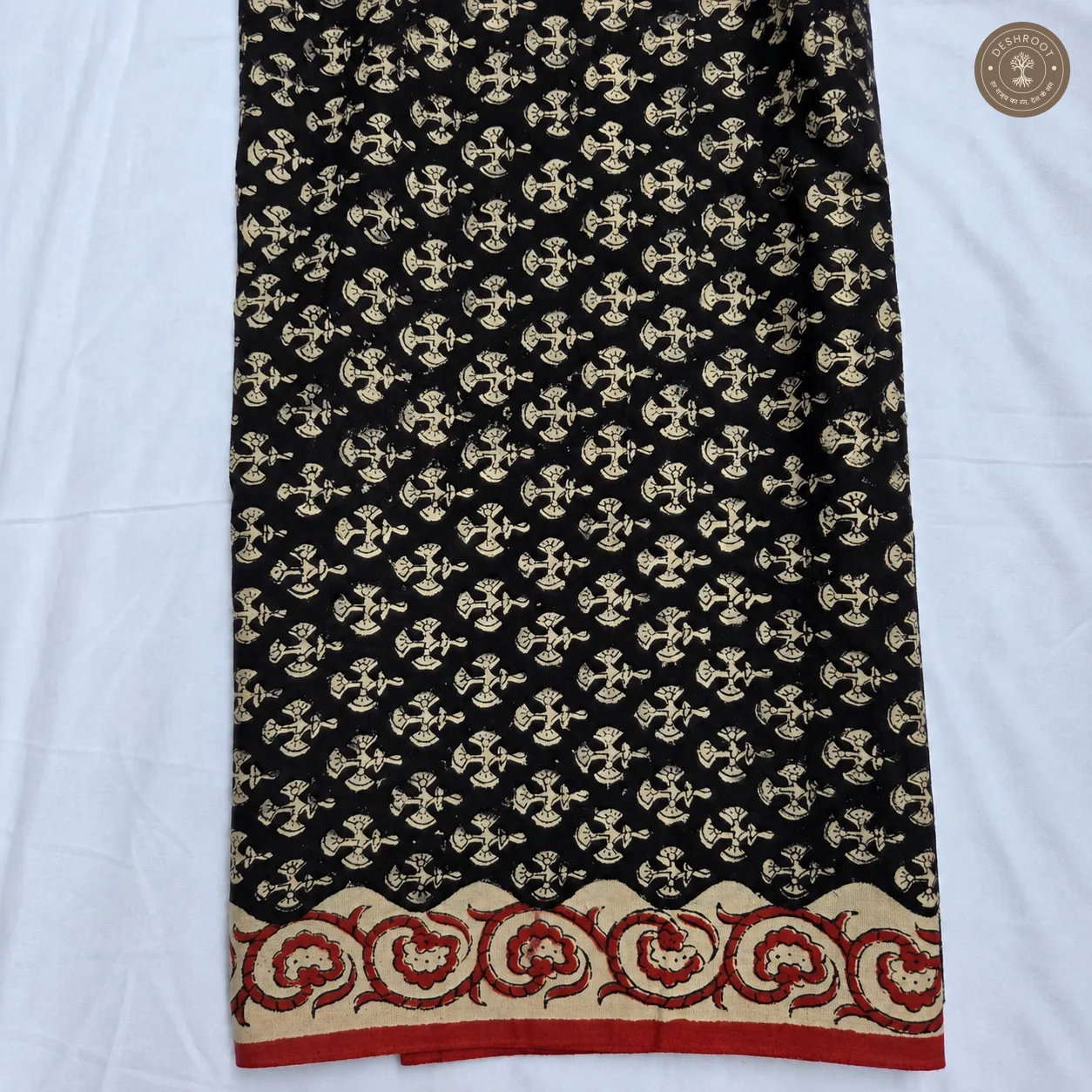 Bagru Hand Block Printed Cotton Suit Set with Chiffon Dupatta | Unstitched 3 Piece Dress Material for Women