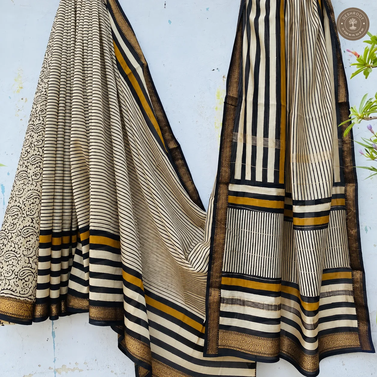 Maheshwari Silk Saree for Women | Traditional Hand Block Printed Maheshwari Silk Saree with Blouse Piece