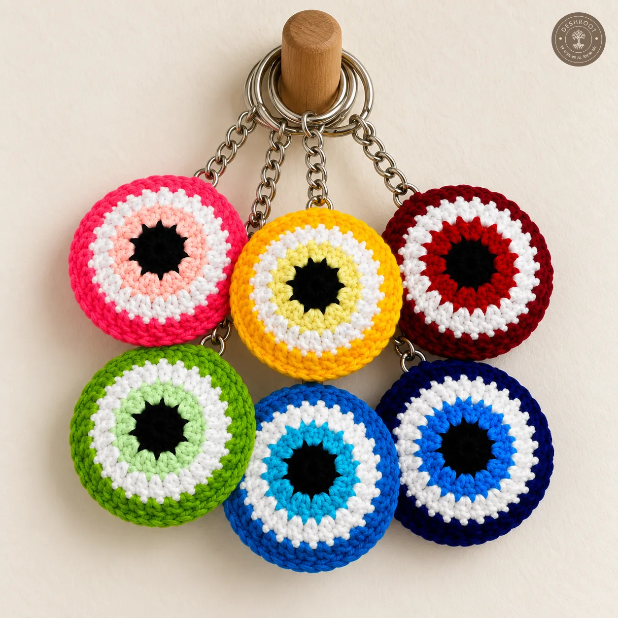 Handmade Crochet Evil Eye Keychain