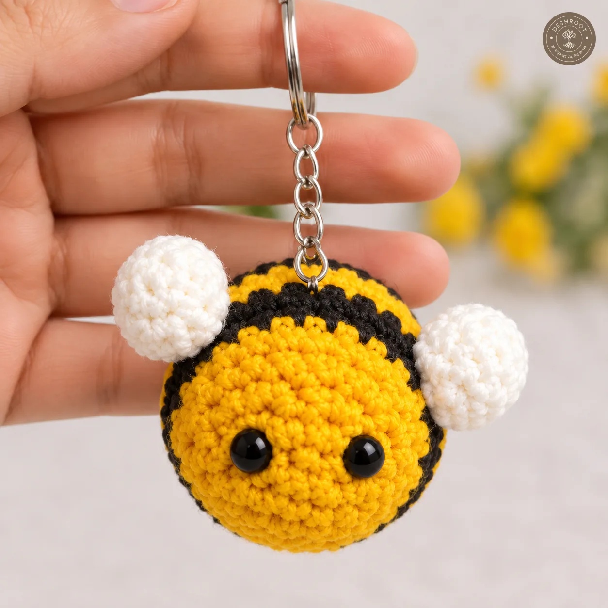 Handmade Crochet Bee Keychain