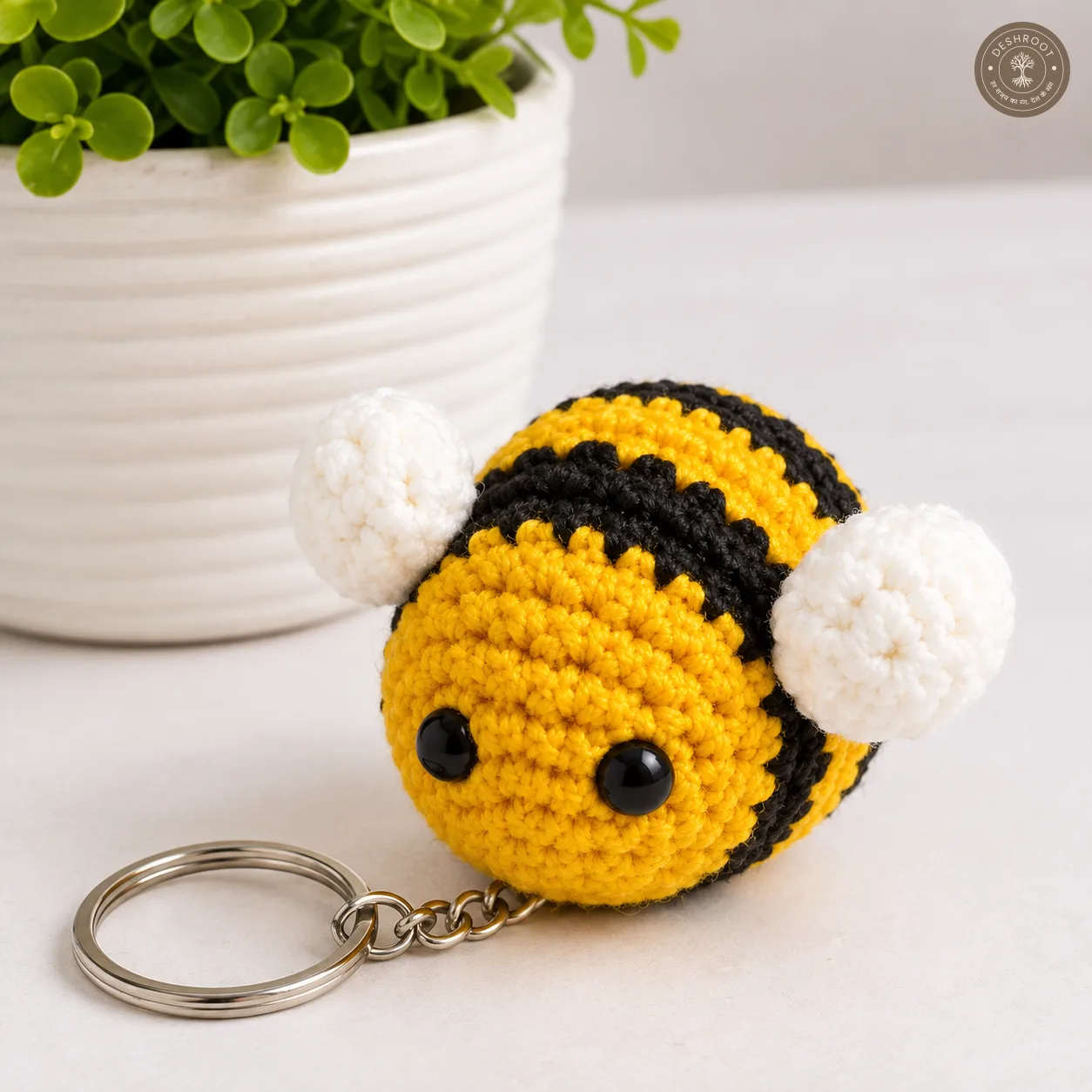 Handmade Crochet Bee Keychain