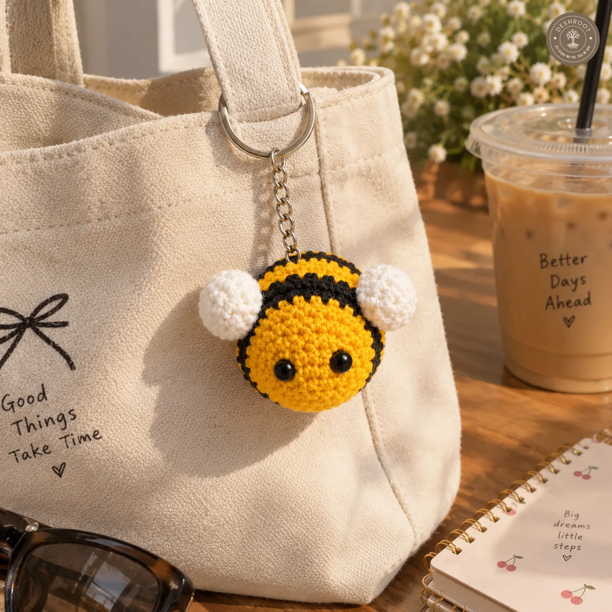 Handmade Crochet Bee Keychain