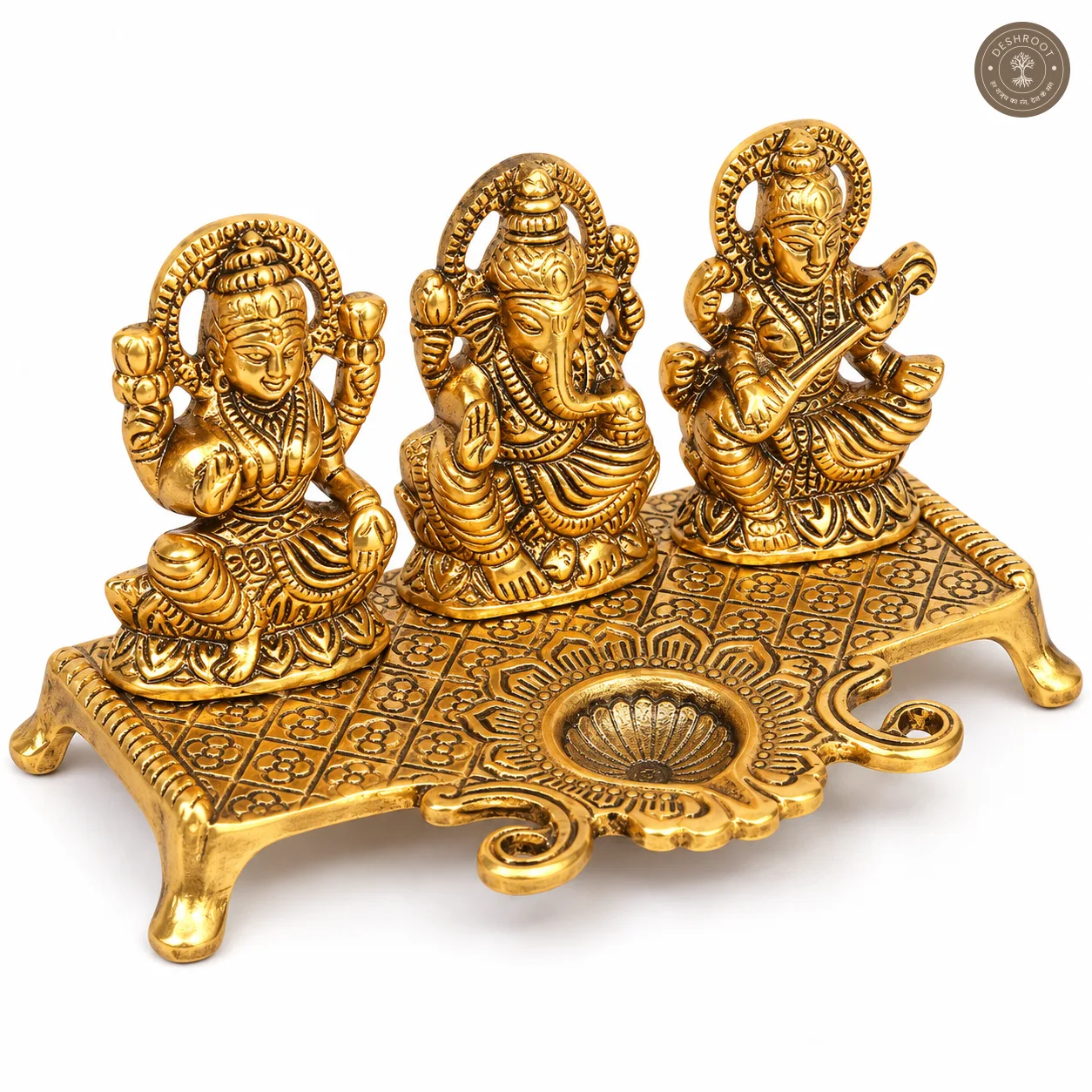 Lakshmi,Ganesh,Saraswati Diya