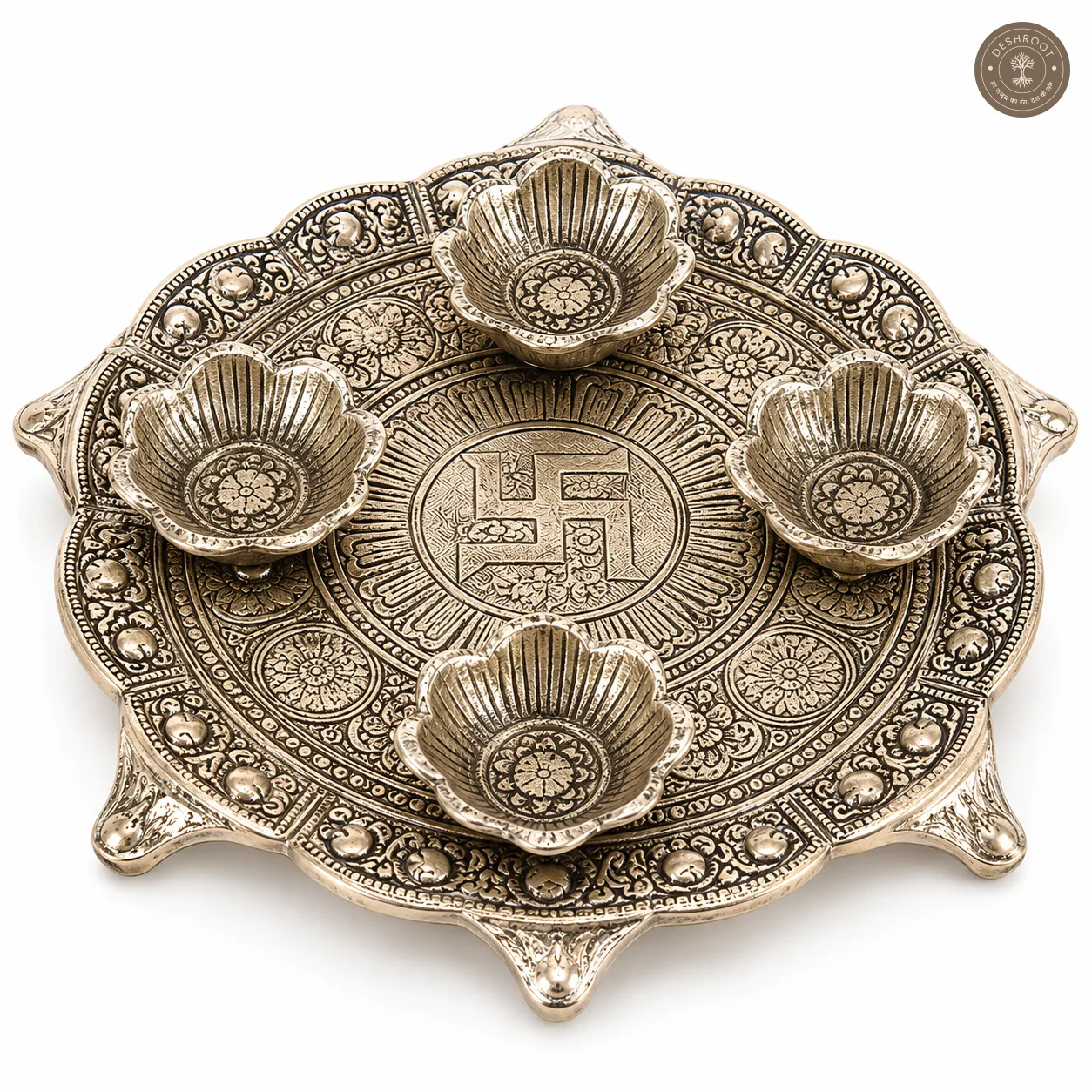 Silver Aluminum Pooja Thali