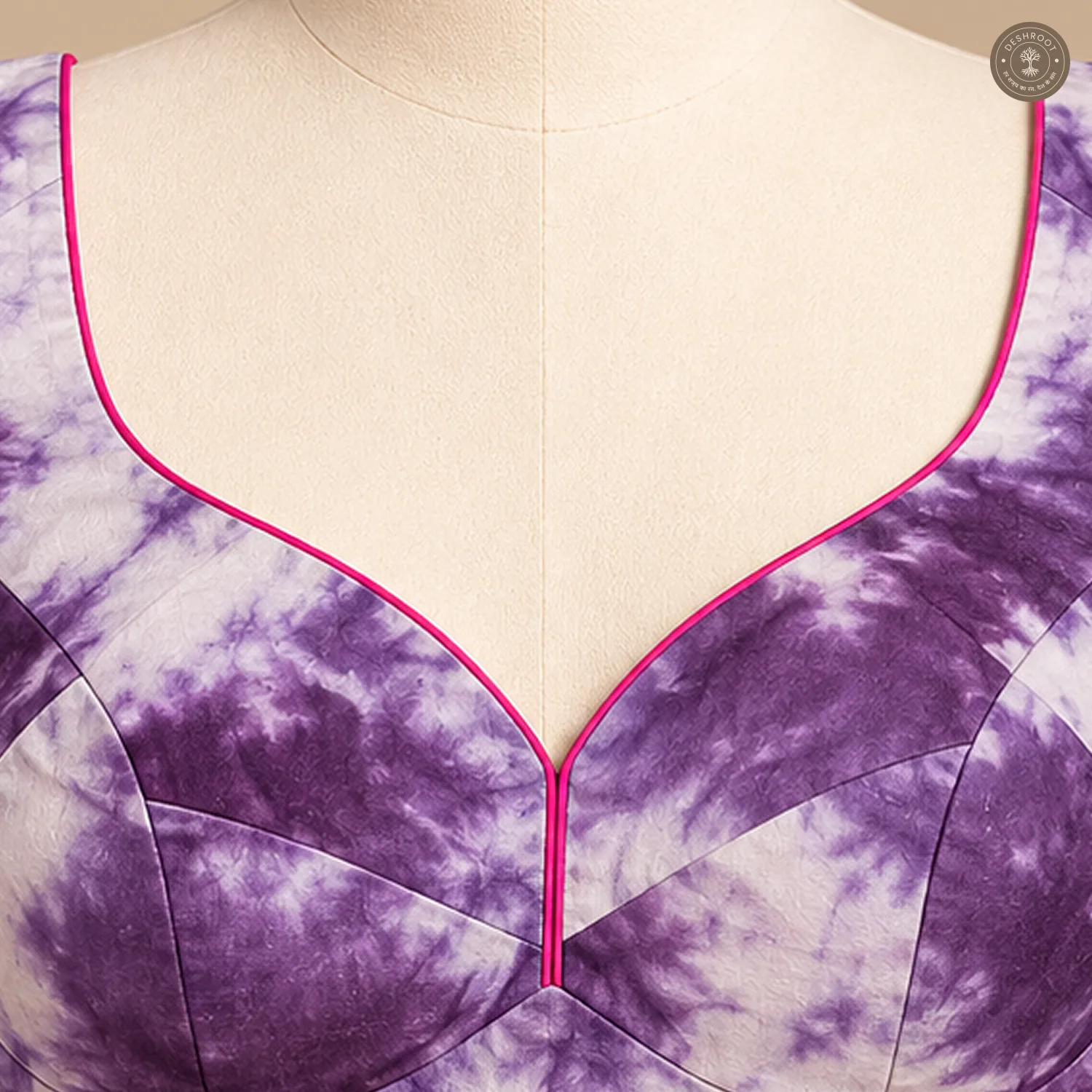 Purple Dola Silk Blouse with Artisan Patchwork & Lace Detailing