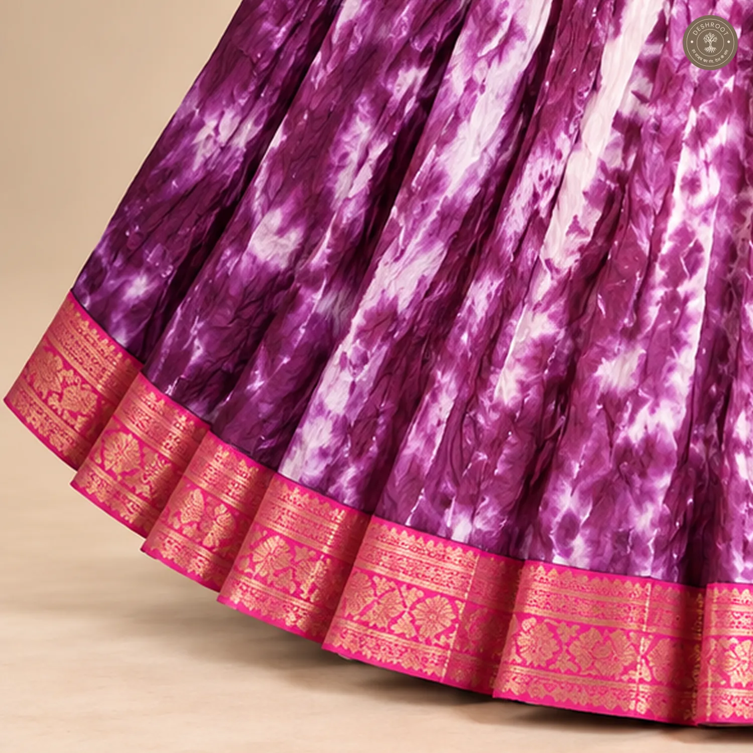 Purple Tie-Dye Dola Silk Chaniya Ghagra