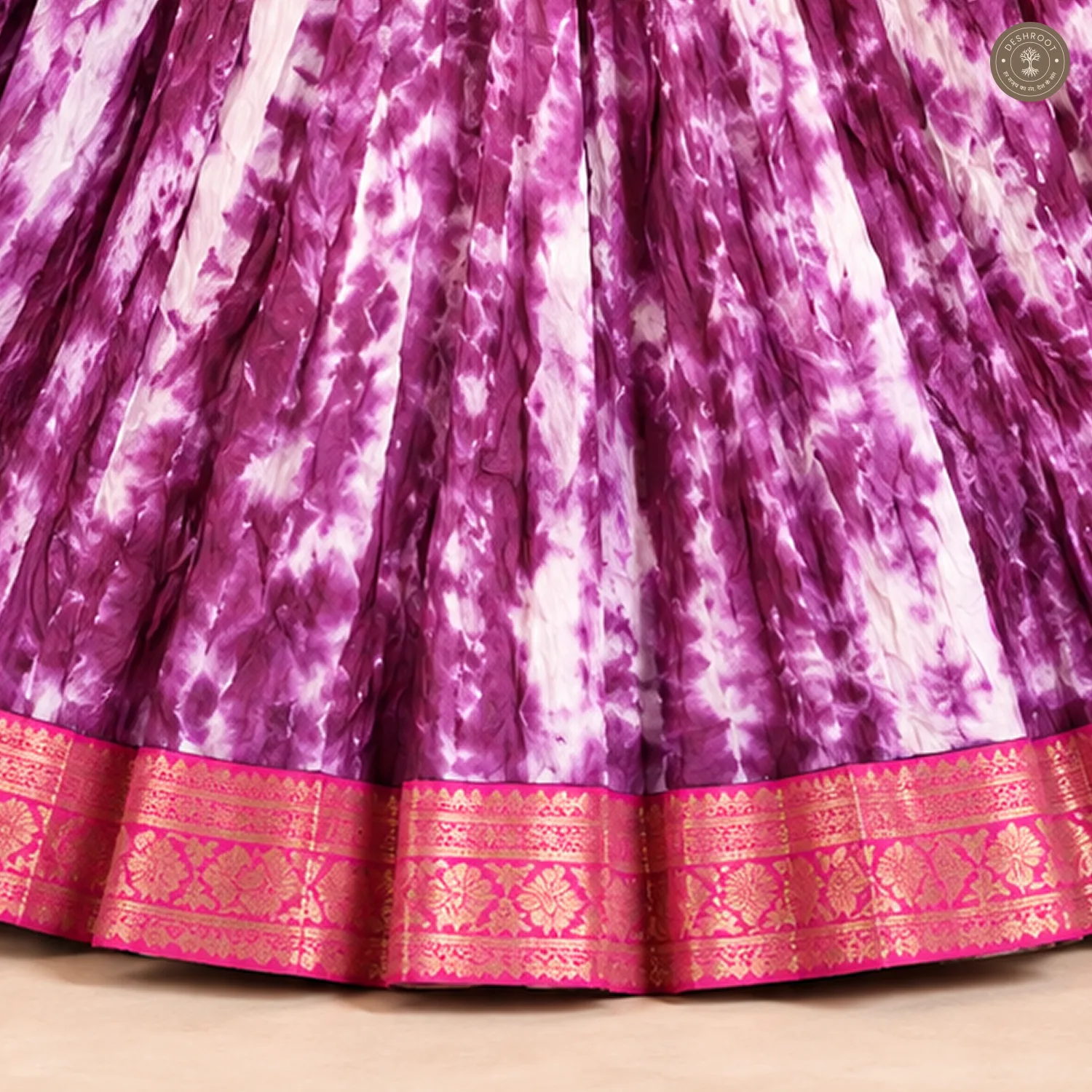 Purple Tie-Dye Dola Silk Chaniya Ghagra