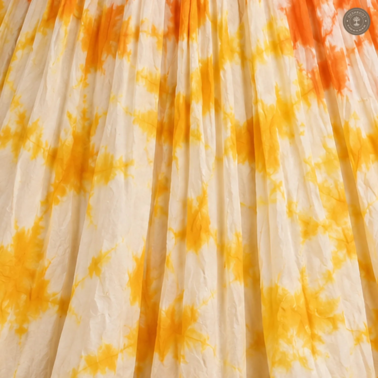 Orange Yellow Tie-Dye Dola Silk Chaniya Ghagra