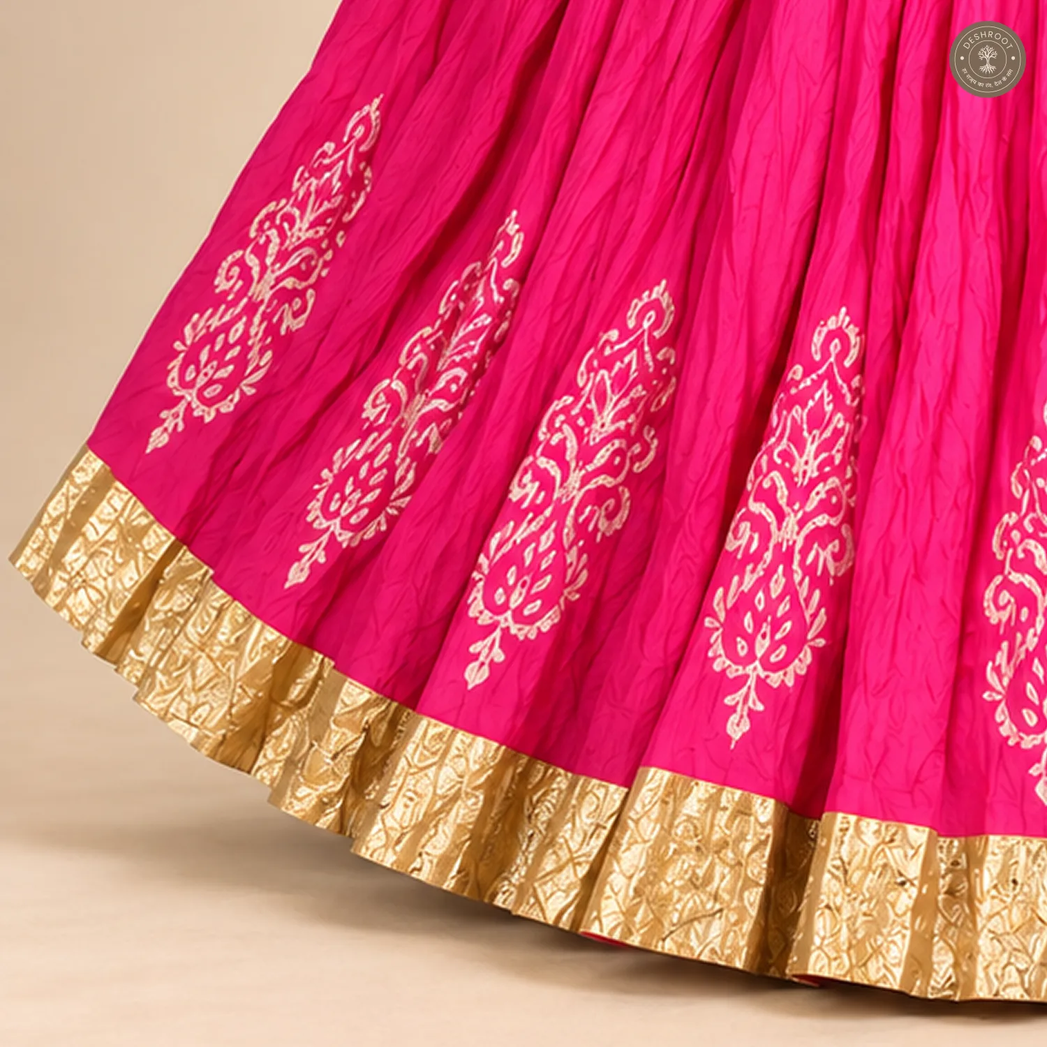 Pink Navy Dual-Tone Dola Silk Chaniya Ghagra