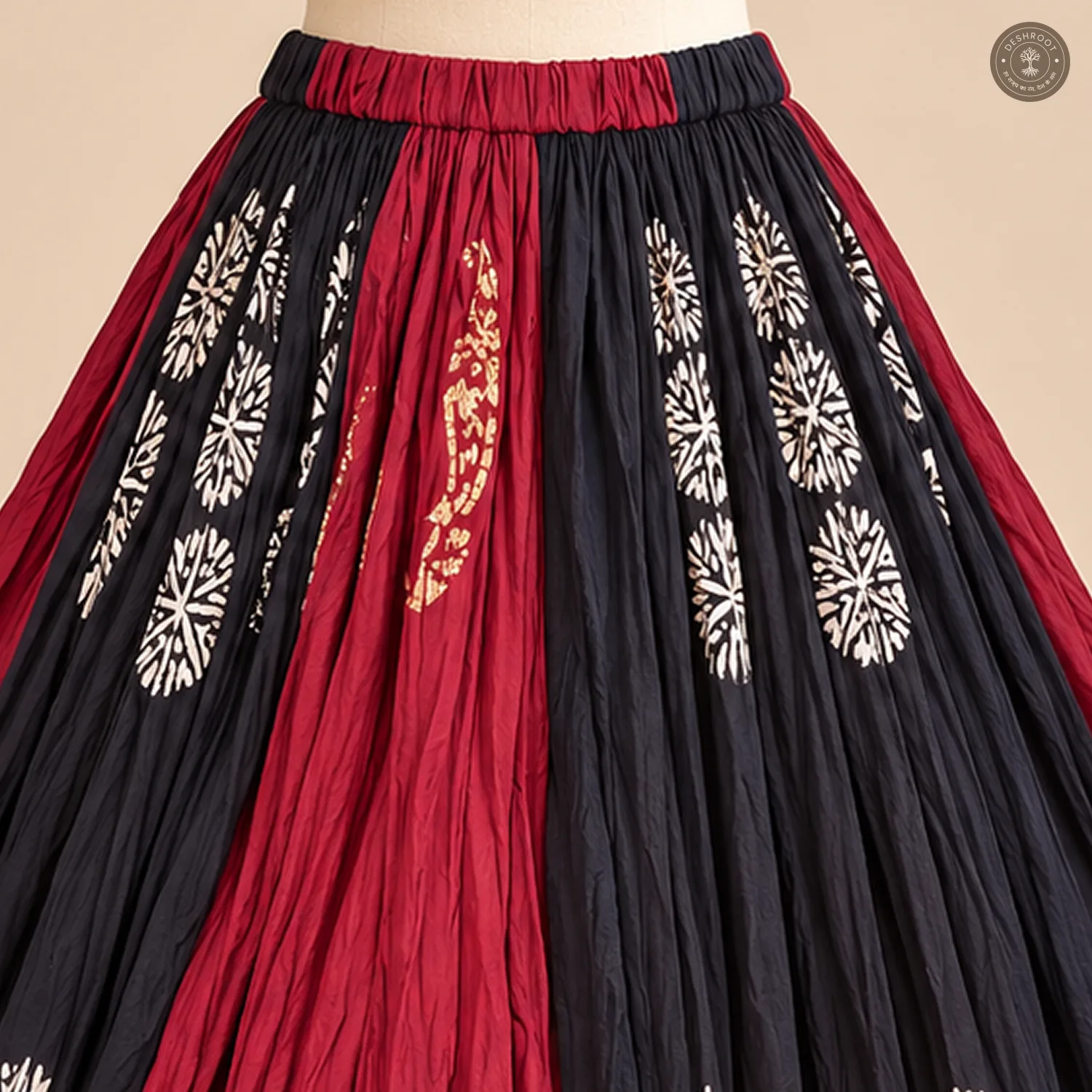 Maroon Black Patchwork Dola Silk Chaniya Ghagra