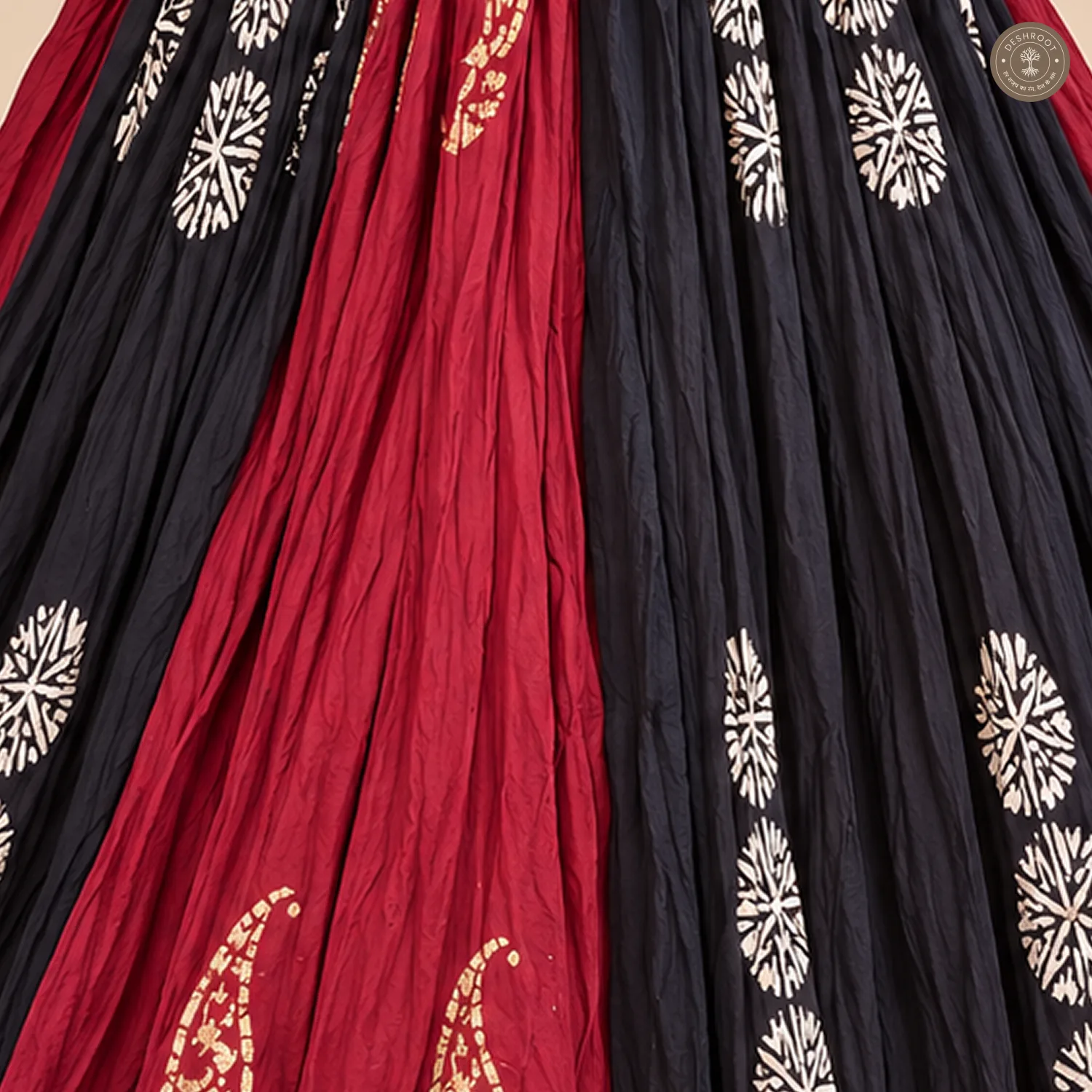 Maroon Black Patchwork Dola Silk Chaniya Ghagra