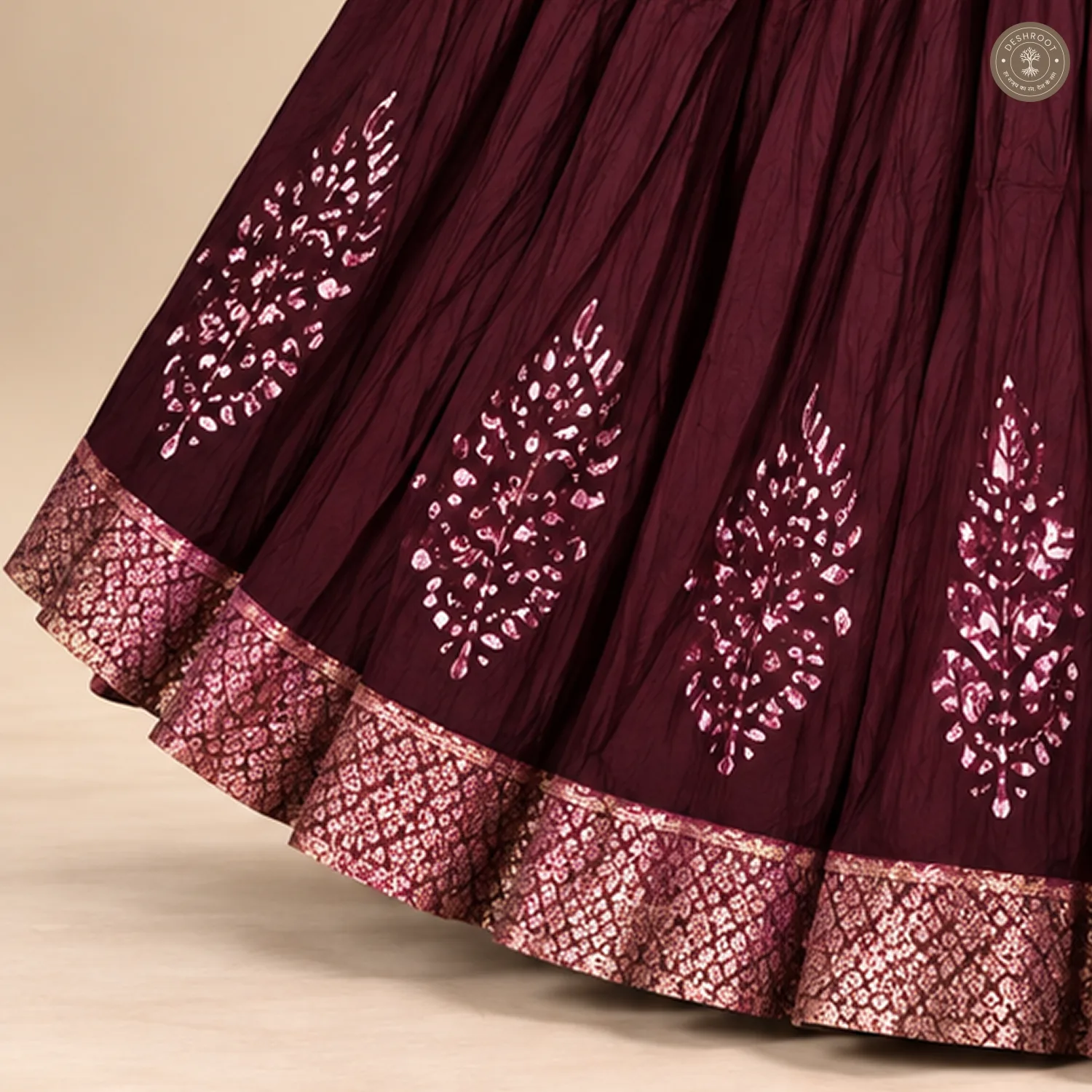 Wine Dola Silk Chaniya Ghagra