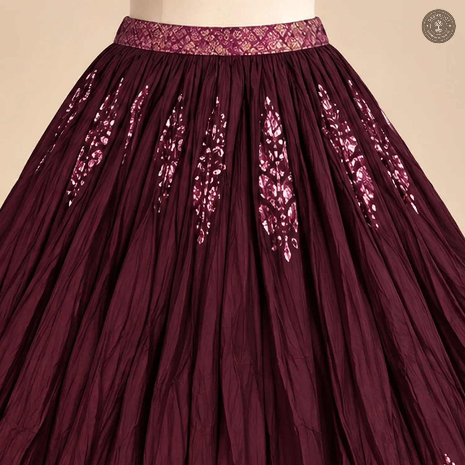 Wine Dola Silk Chaniya Ghagra