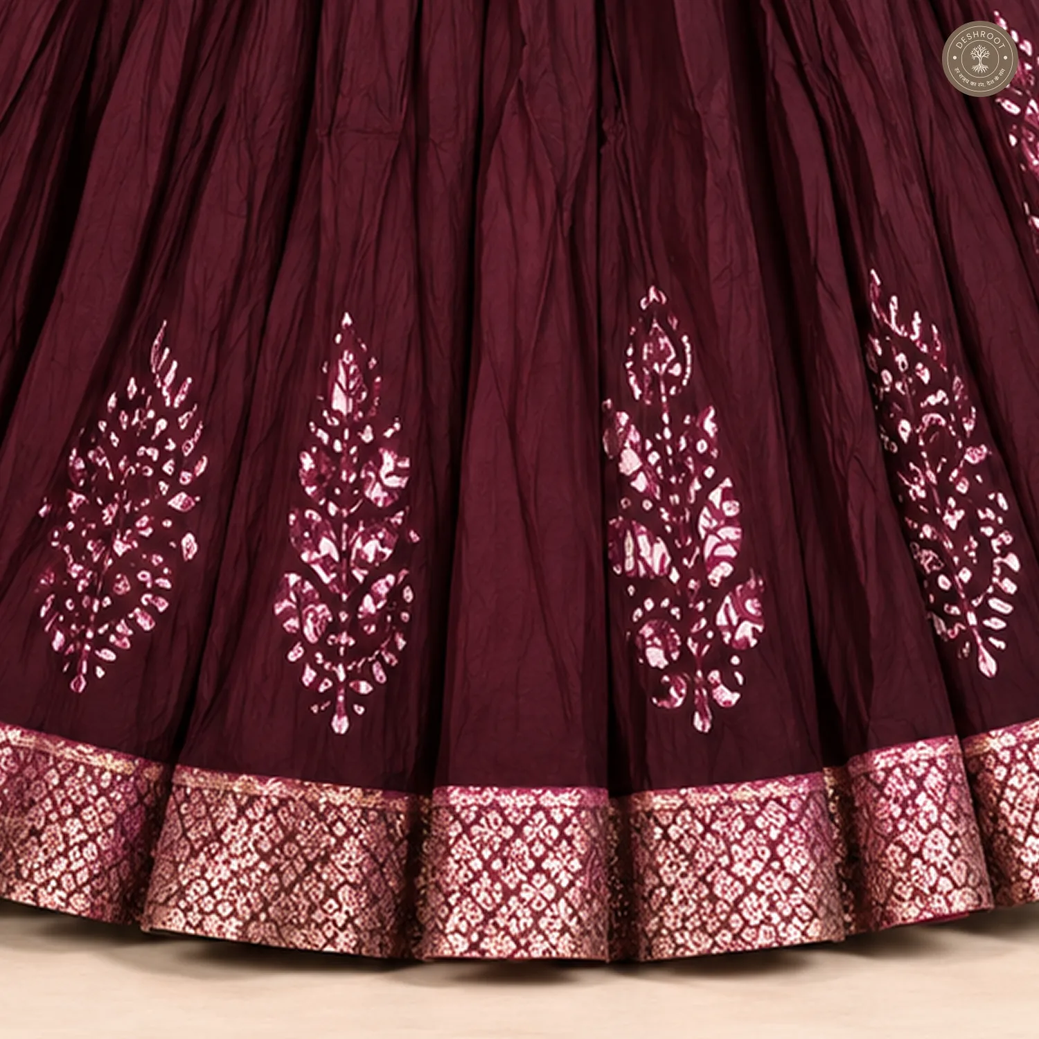 Wine Dola Silk Chaniya Ghagra