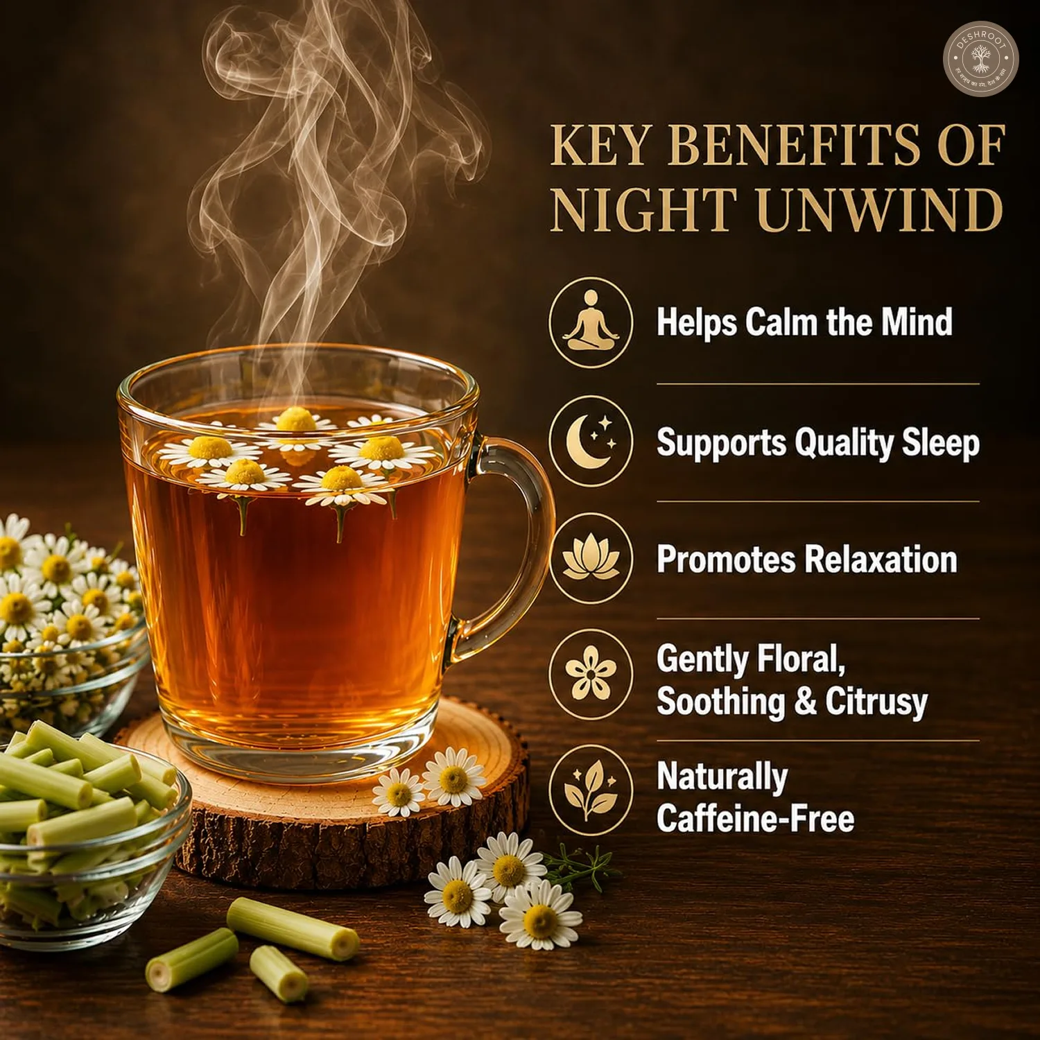 Night Unwind Chamomile Lemongrass Herbal Tea Bags