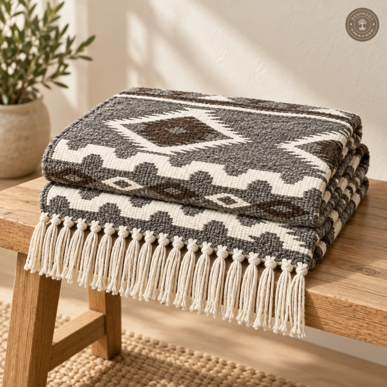 Handwoven Tribal Diamond Pattern Runner Rug