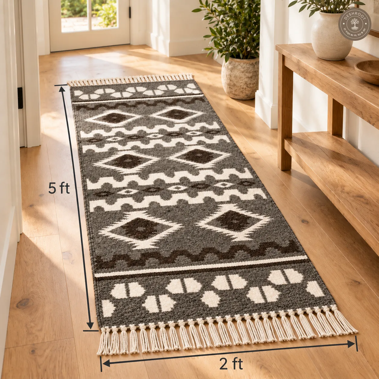 Handwoven Tribal Diamond Pattern Runner Rug