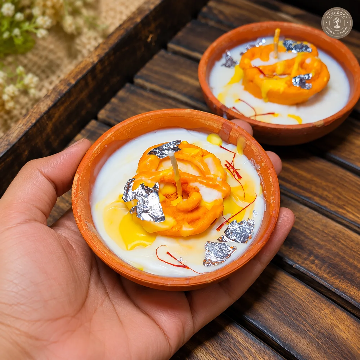 Rabri Jalebi Scented Candle - Handcrafted Festive Mithai Candle with Soy Wax for Diwali Decor, Gifting, Return Gifts & Festive Hampers