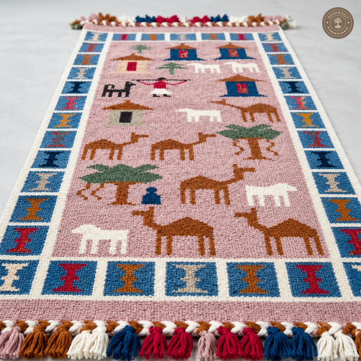 Handwoven Desert Village Story Rug