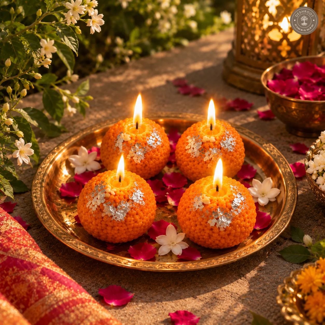 Handcrafted Laddoo Candle Set of 4 - Festive Mithai Inspired Decorative Candles