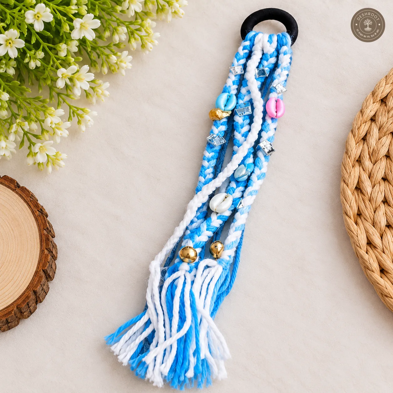Bohu Parandi for Navratri – Colourful Braided Hair Accessory | 13 cm