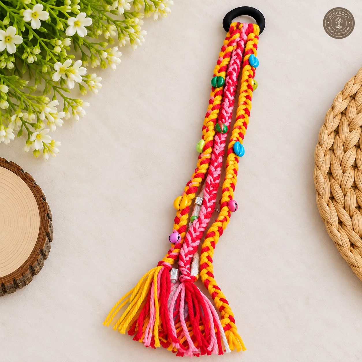 Bohu Parandi for Navratri – Colourful Braided Hair Accessory | 13 cm