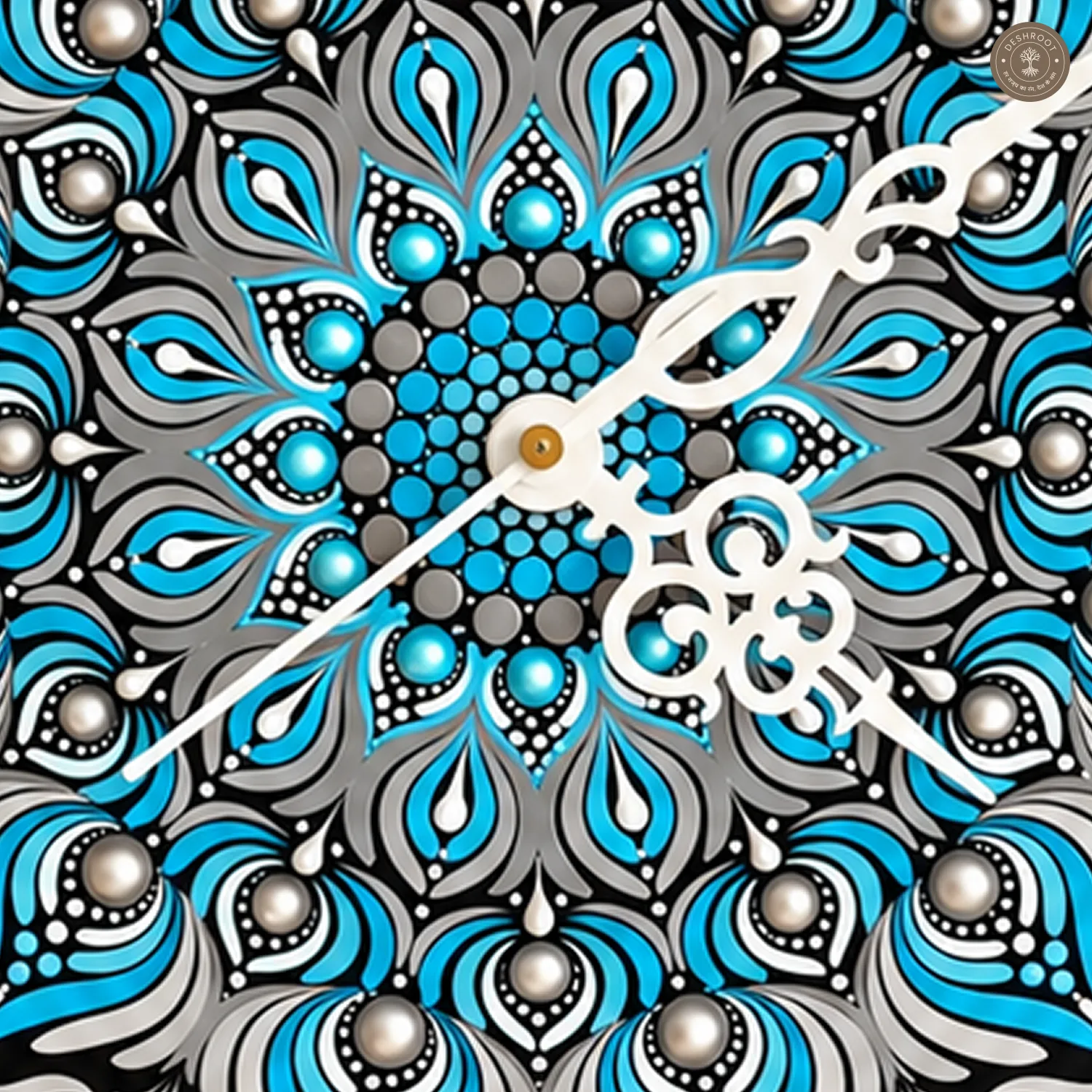 Blue Dot Mandala Clock