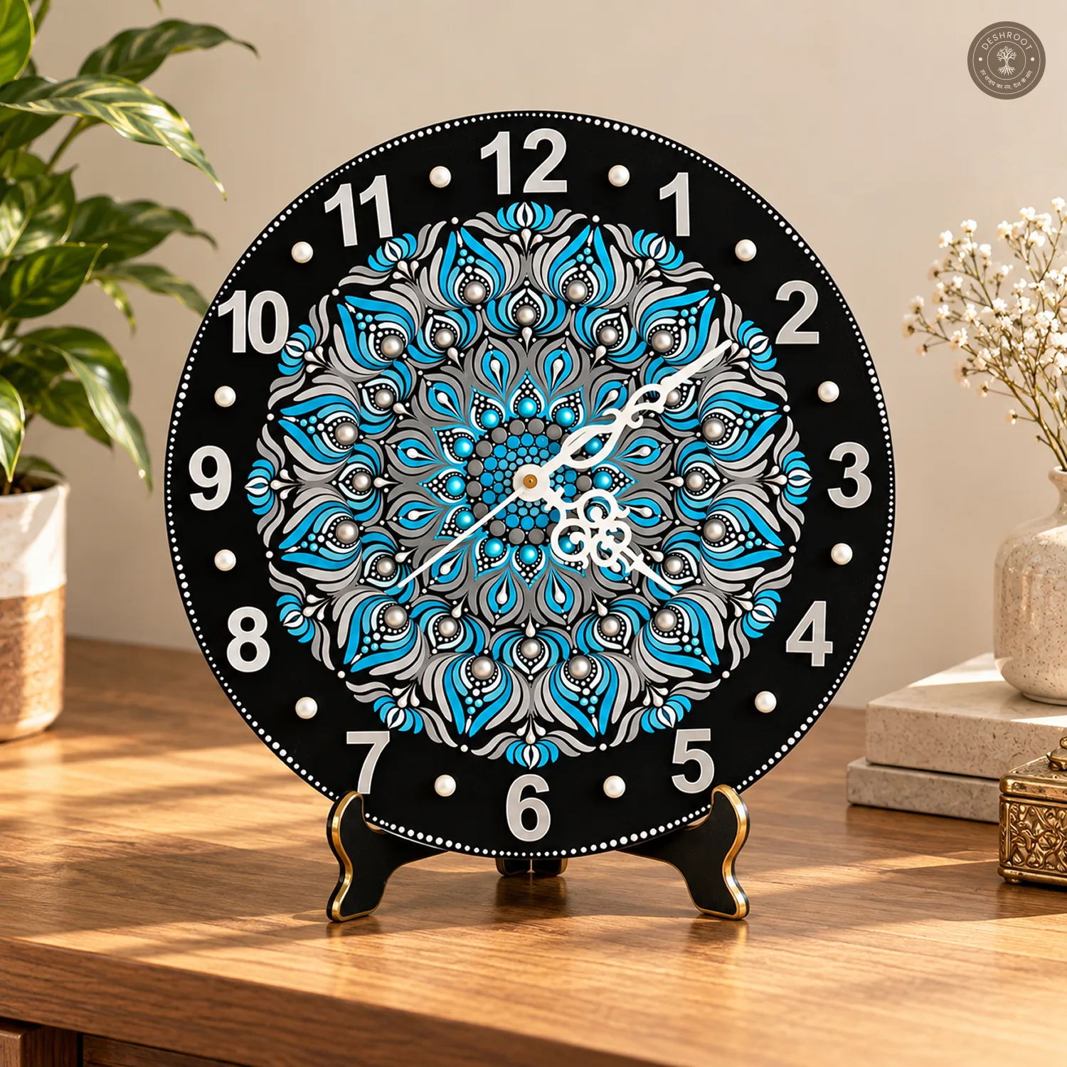 Blue Dot Mandala Clock