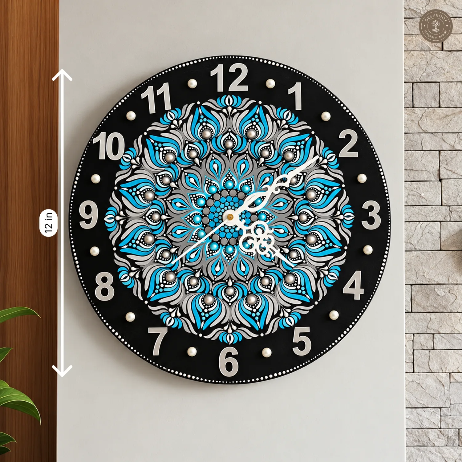 Blue Dot Mandala Clock