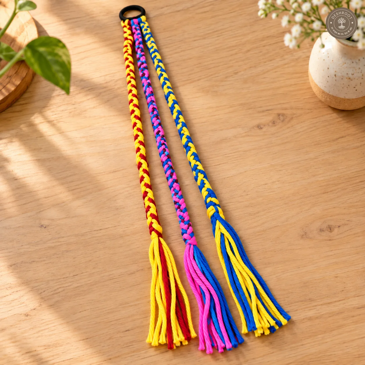 Bohu Parandi for Navratri – Colourful Braided Hair Accessory | 36 cm