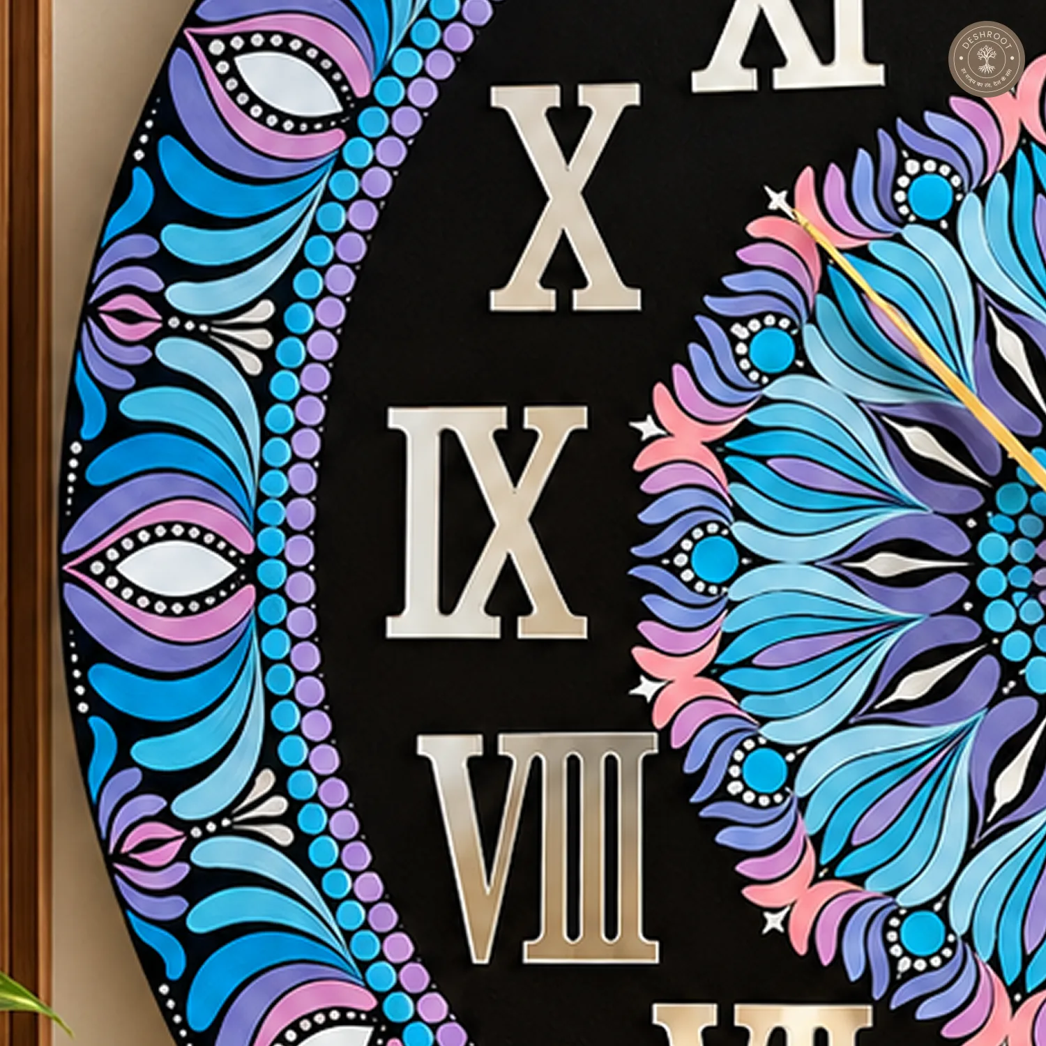 Blue Purple Dot Mandala Clock