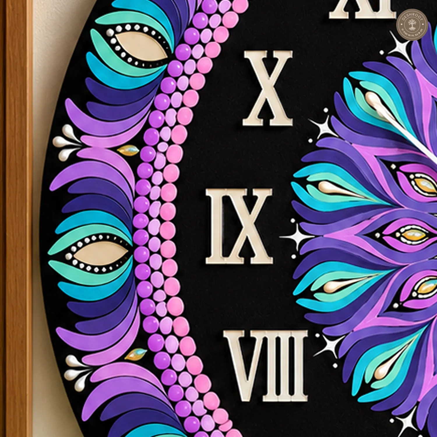 Purple Teal Dot Mandala Clock