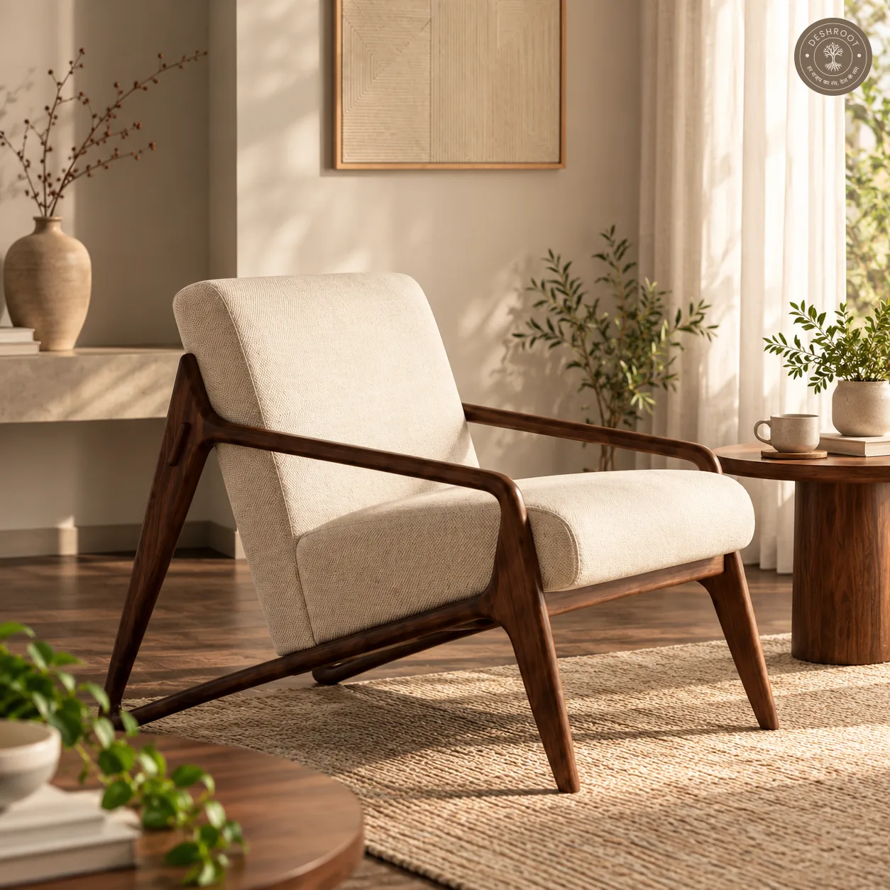 Ashu Chair – Contemporary Solid Wood Accent Lounge Chair