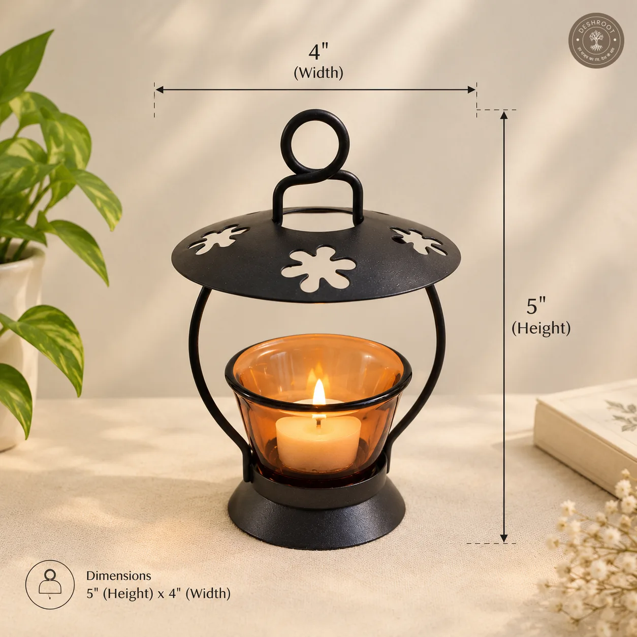 Floral Cutwork Iron Tealight Candle Holder Set of 2