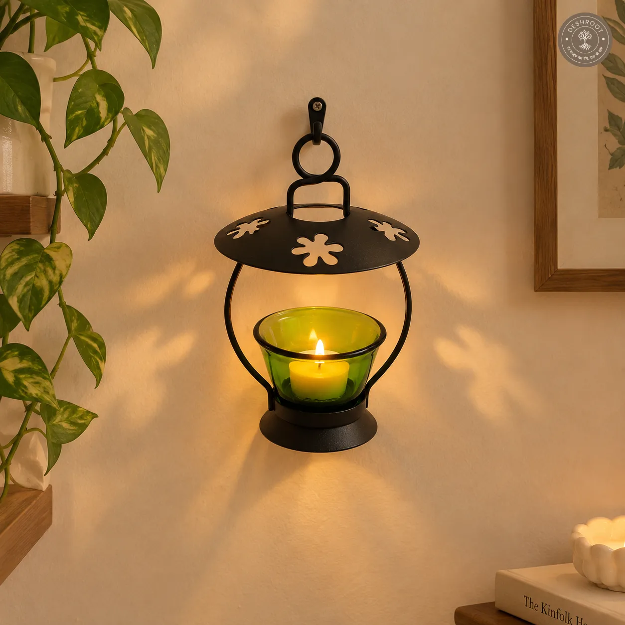 Floral Cutwork Iron Tealight Candle Holder Set of 2
