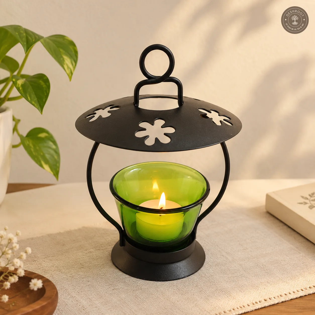Floral Cutwork Iron Tealight Candle Holder Set of 2